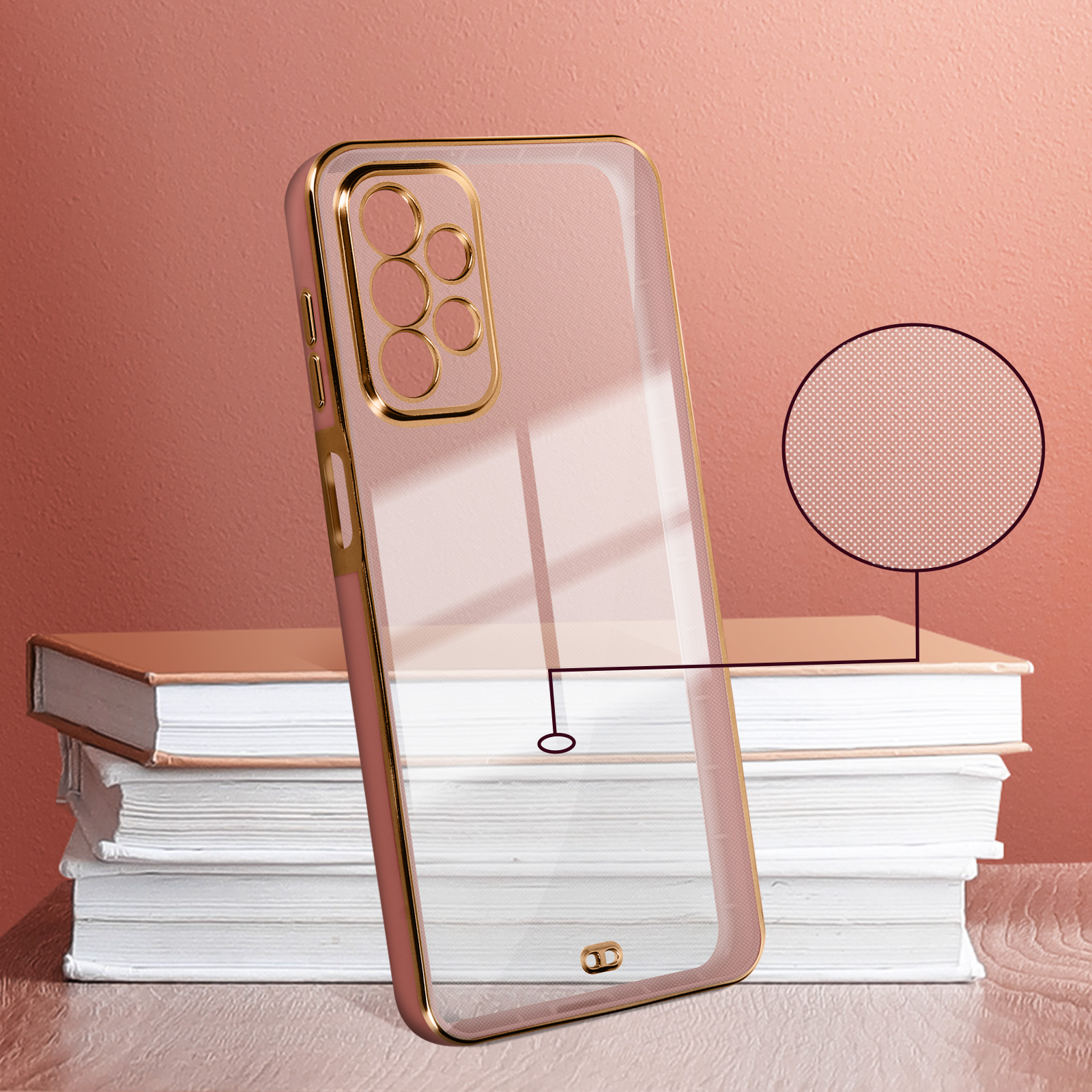 Coque Galaxy M G Et A G Souple Transparente Avec Bord Rose Gold