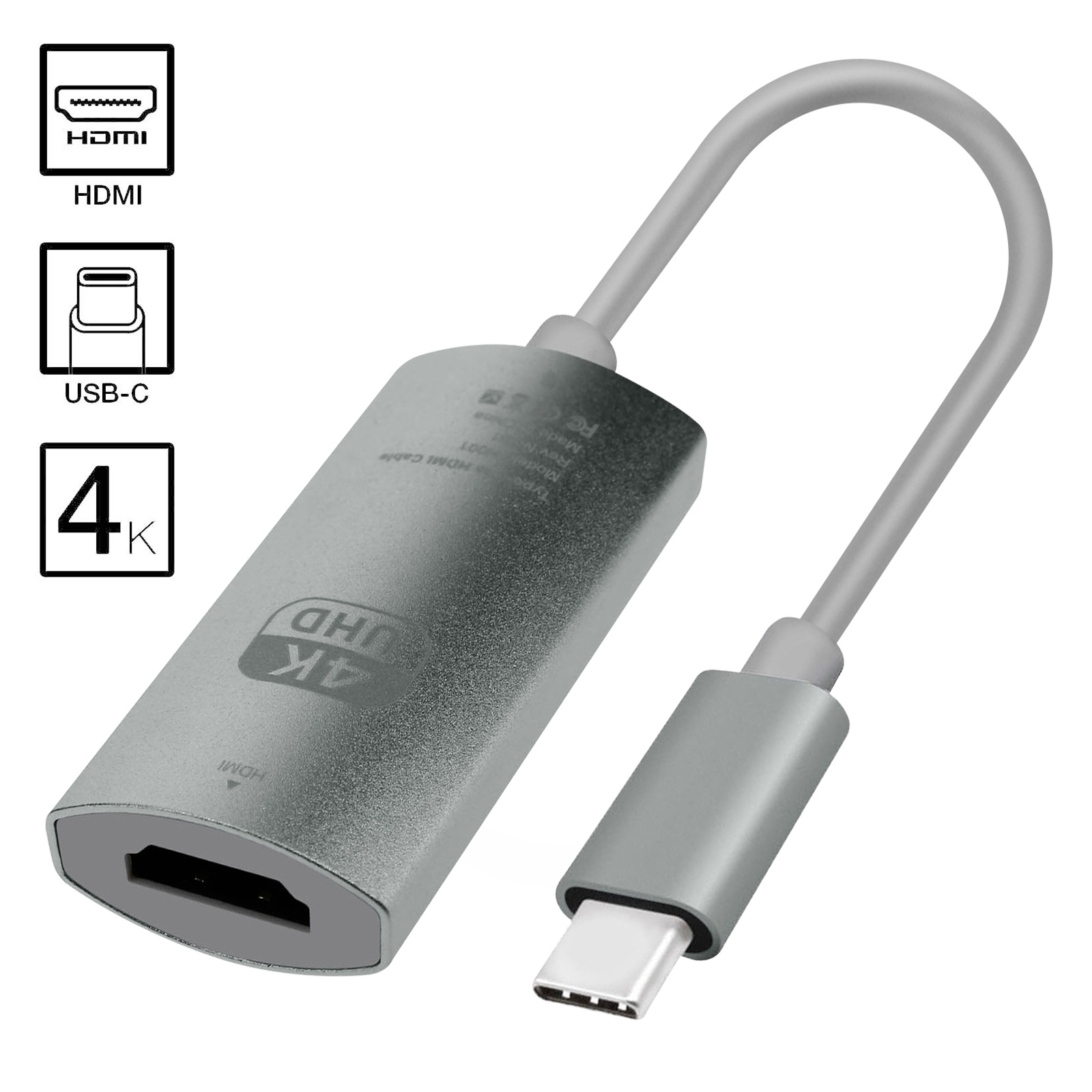 Cable adaptador 4K USB tipo C macho a HDMI hembra - Spain