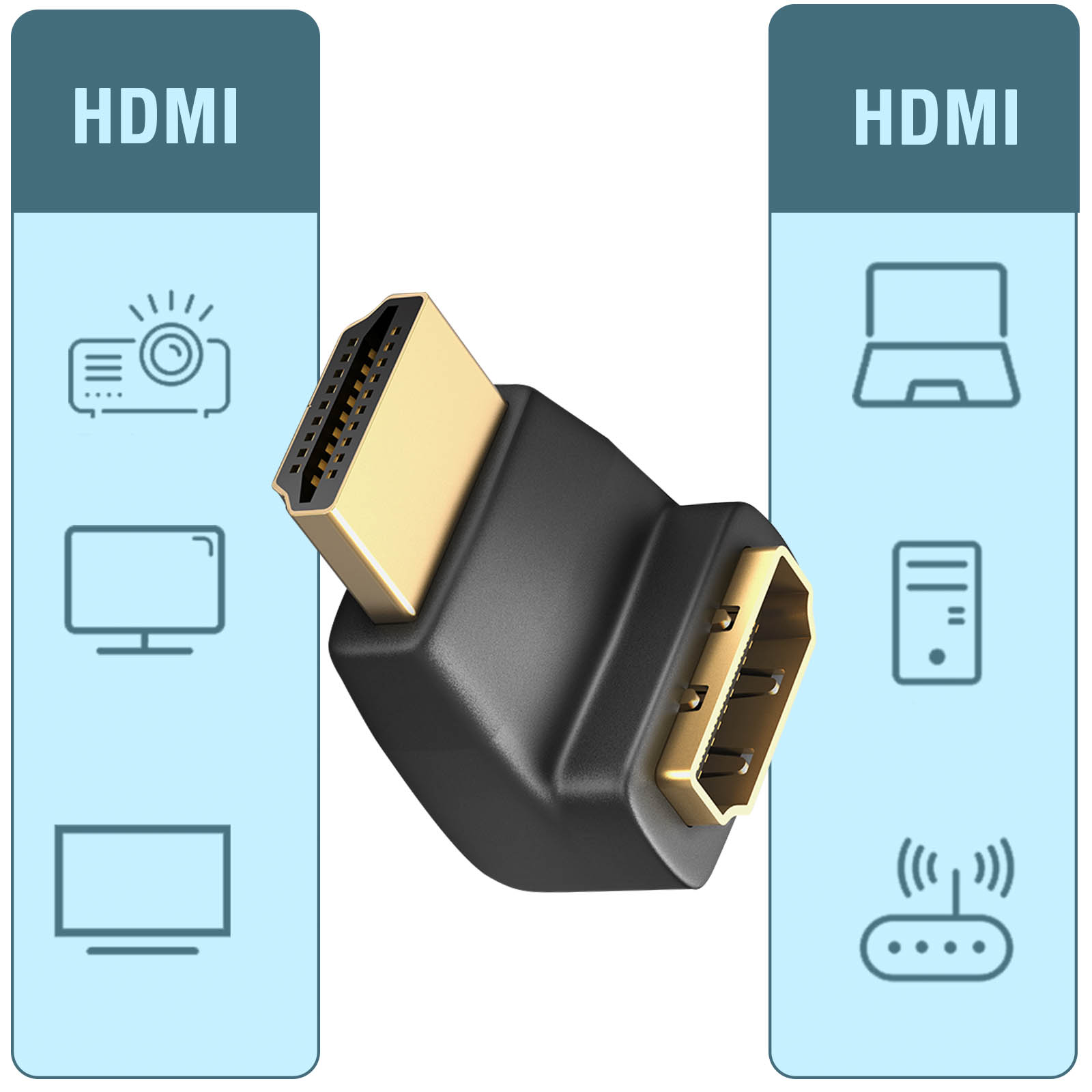 Adaptateur HDMI coudé 90° - Mâle Femelle - Audiophonics