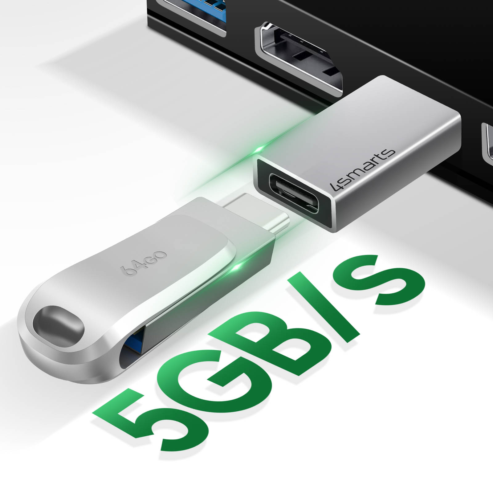 Adaptateur USB 4 SMARTS 2x Adaptateurs USB vers USB C, 5GB/s