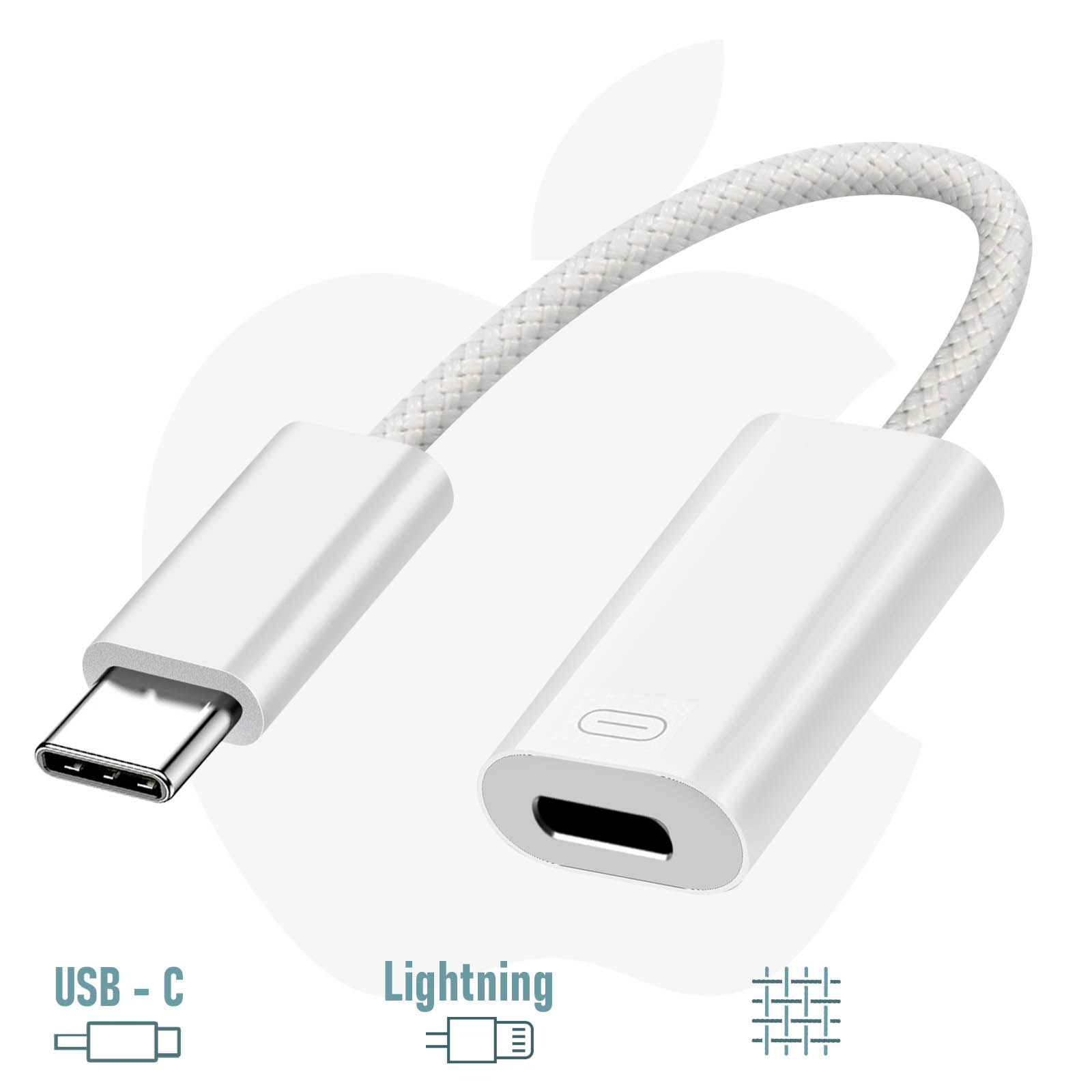 Adaptador USB C a Lightning para iPhone iPad, Adaptador Lightning