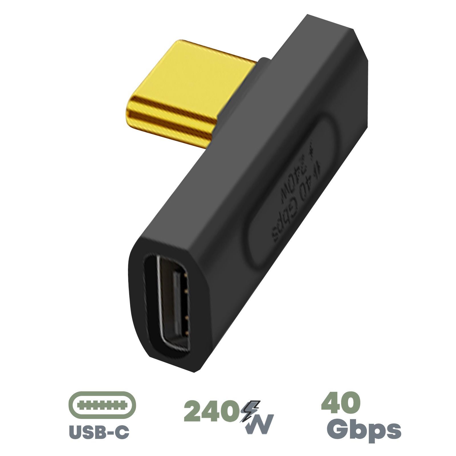 USB-C Buchse auf USB-C Stecker mittig abgewinkelter Adapter - 240W