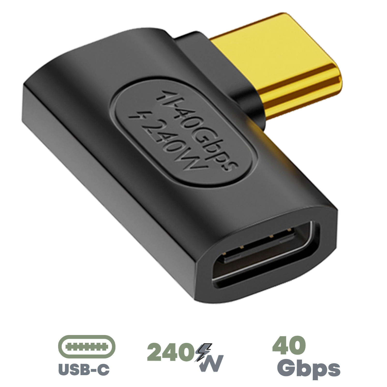 USB-C Buchse auf USB-C Stecker abgewinkelter Adapter, 240W, 40