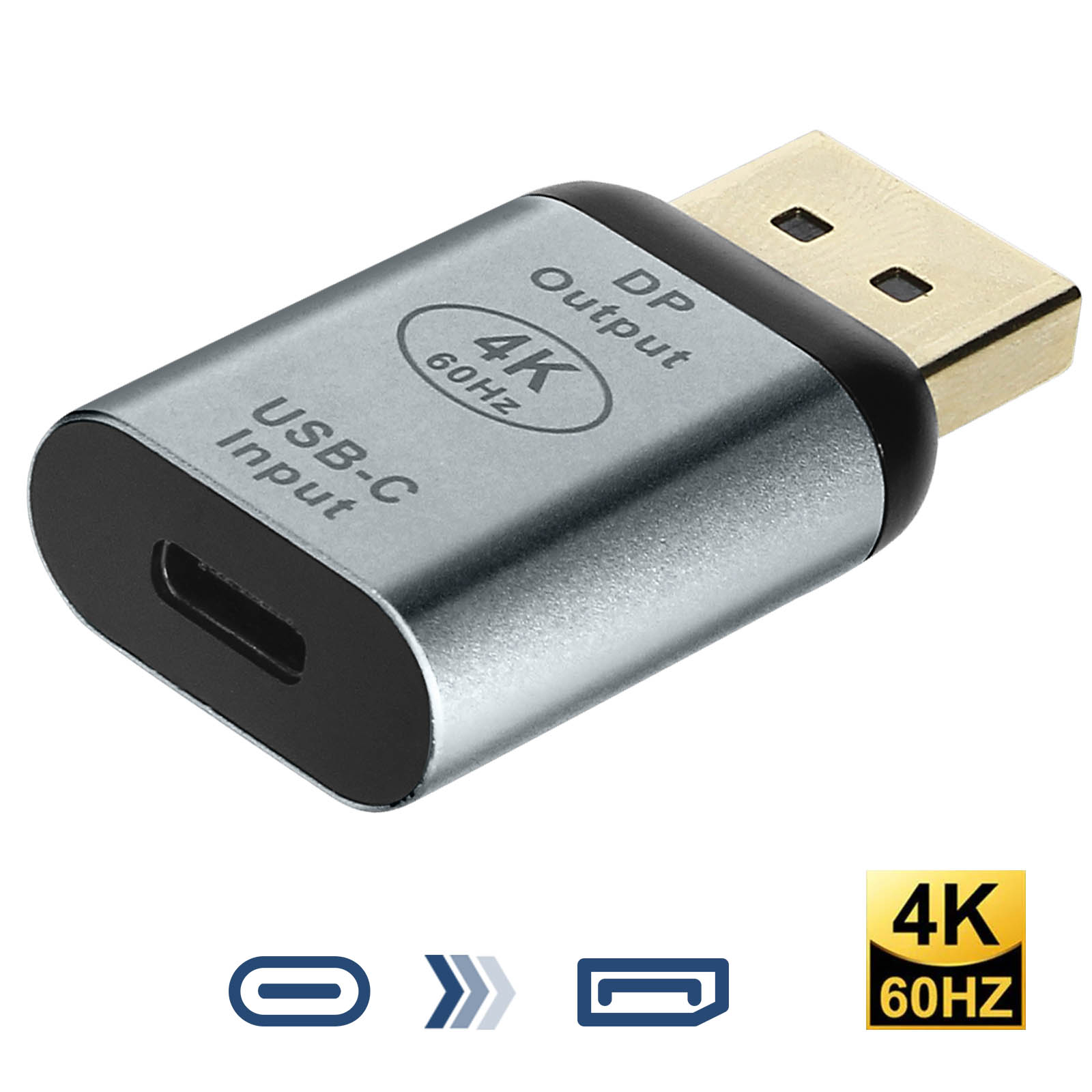 Adaptateur Vidéo USB-C femelle vers DisplayPort mâle - Gris - Français