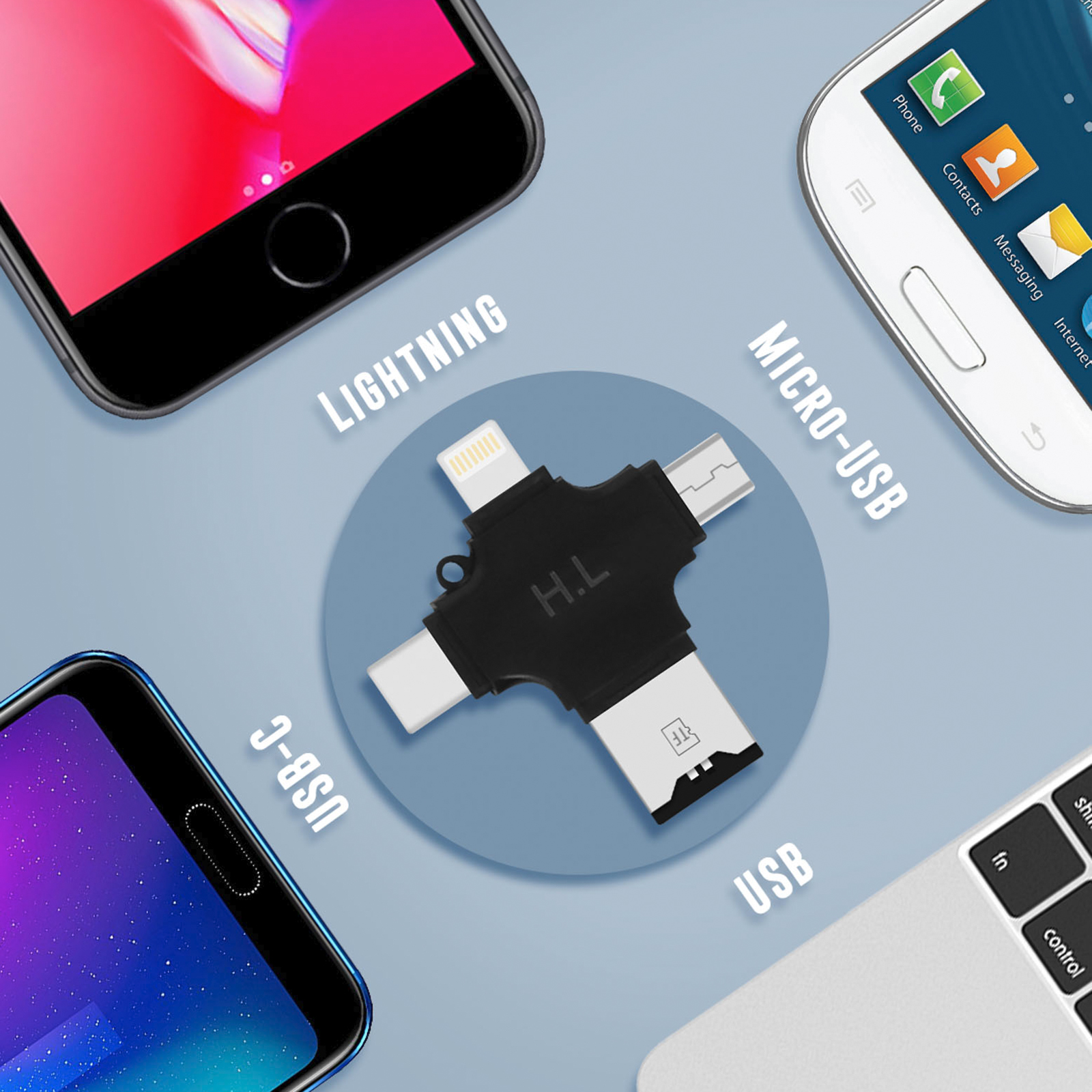 Avizar Lecteur carte iPhone / iPad Lightning vers USB / TF / Micro