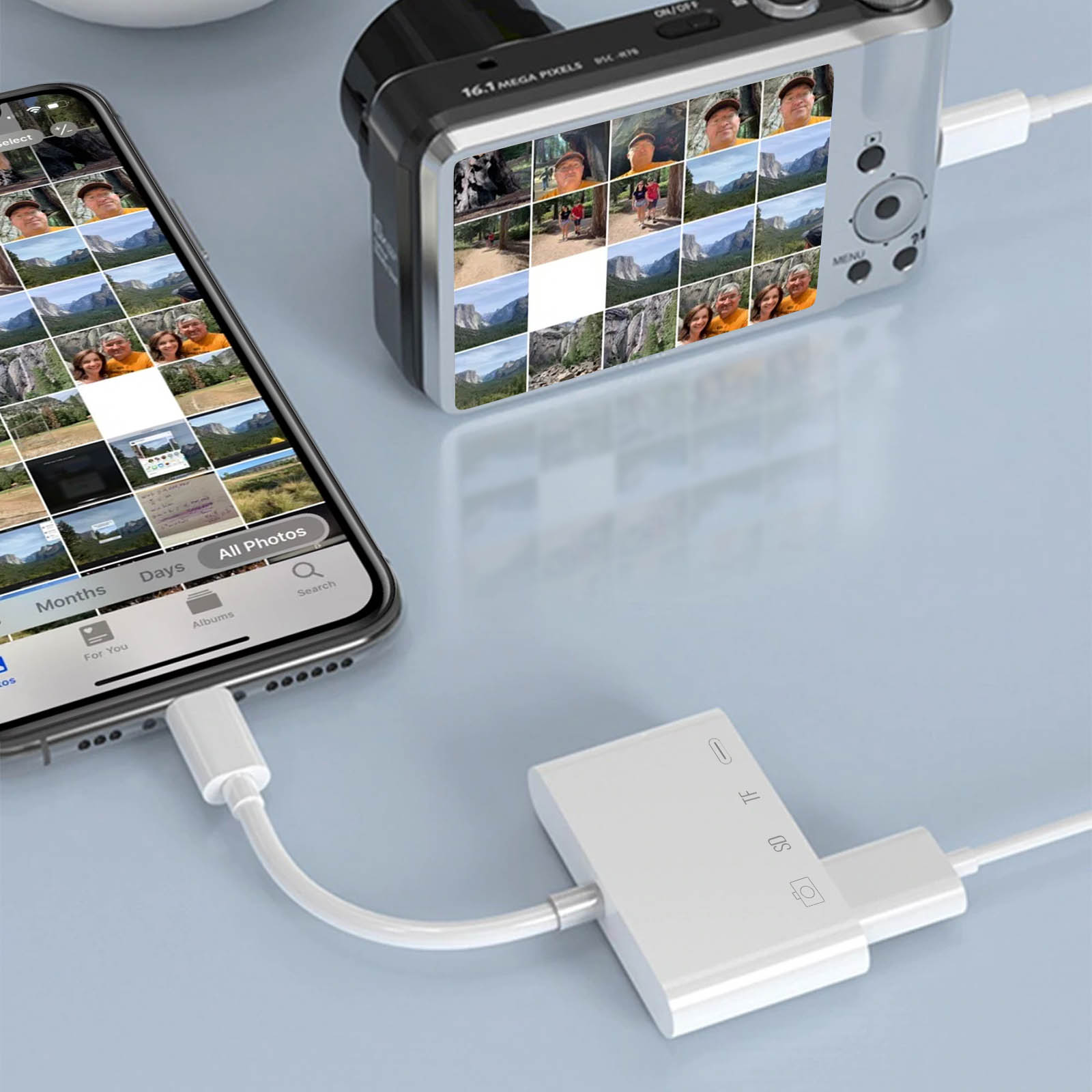 Lector de tarjetas SD para iPhone / iPad, adaptador Lightning a