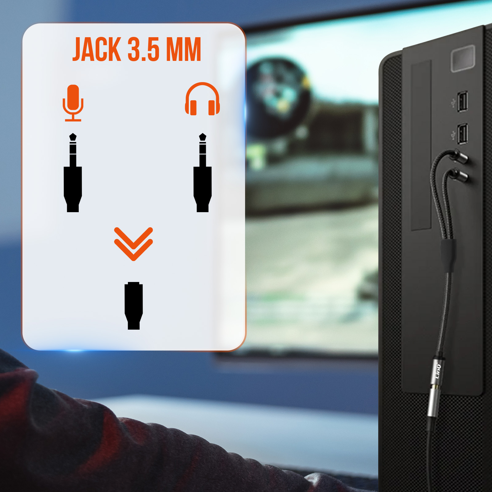 Adaptateur audio jack 3.5 femelle vers 2 x jack 3.5 mâles casque/micro