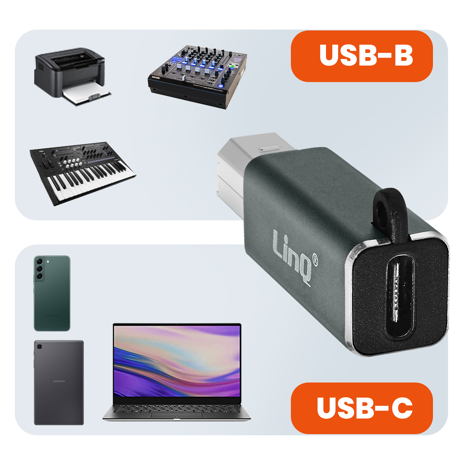 Audiophonics - Adaptateur USB-C Femelle vers USB-B Mâle
