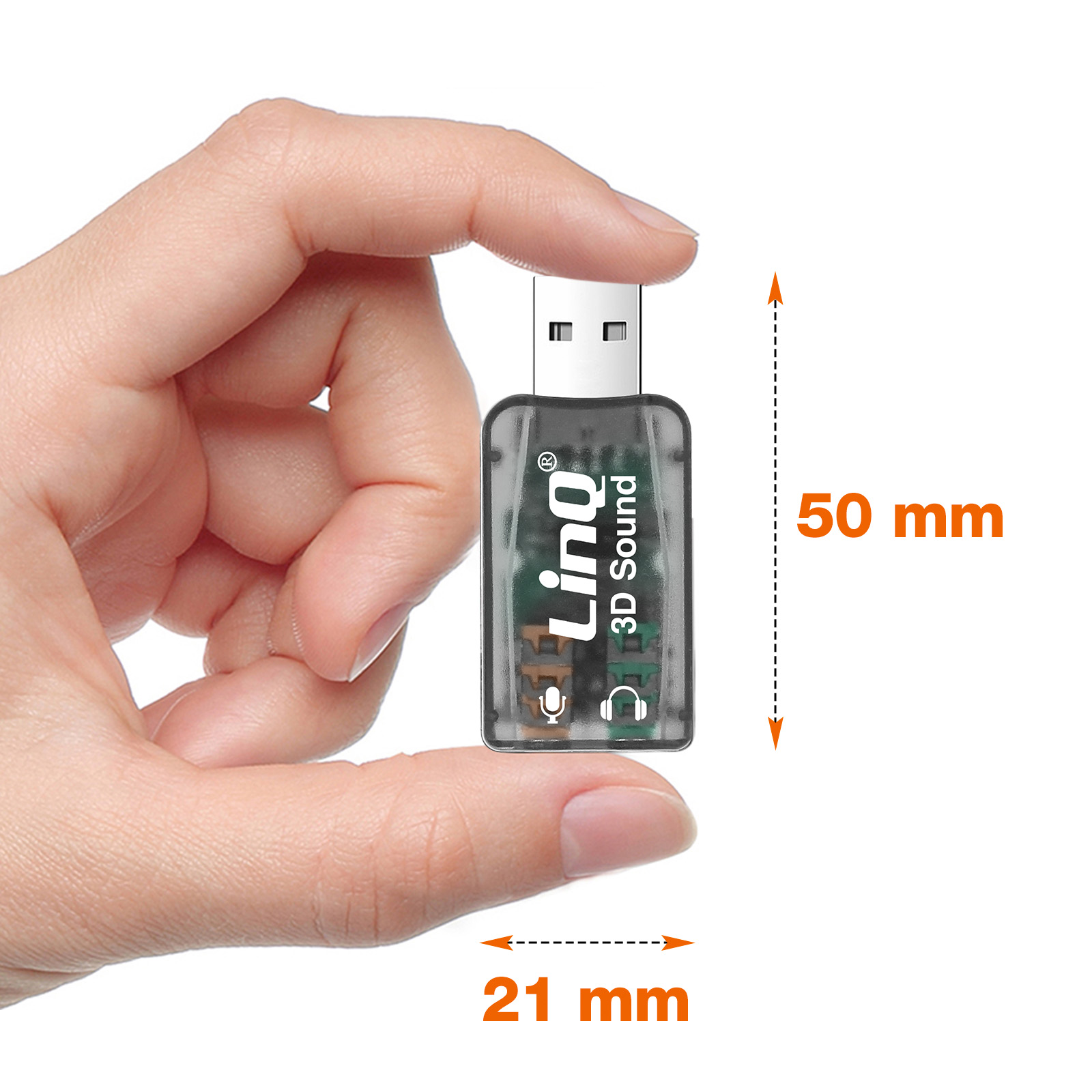 Carte Son Externe USB vers 2x Jack 3.5mm, Audio + Microphone, LinQ Noir -  Français