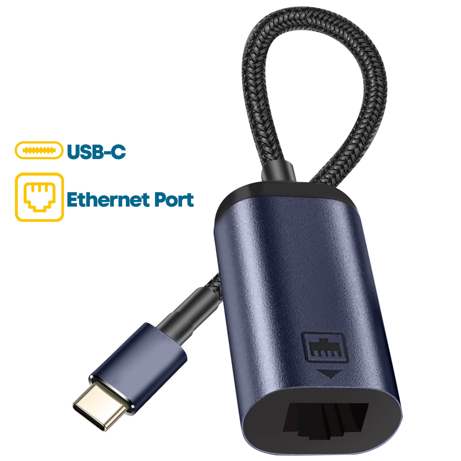 Cavo adattatore da USB-C a Ethernet, lunghezza 10 cm - grigio