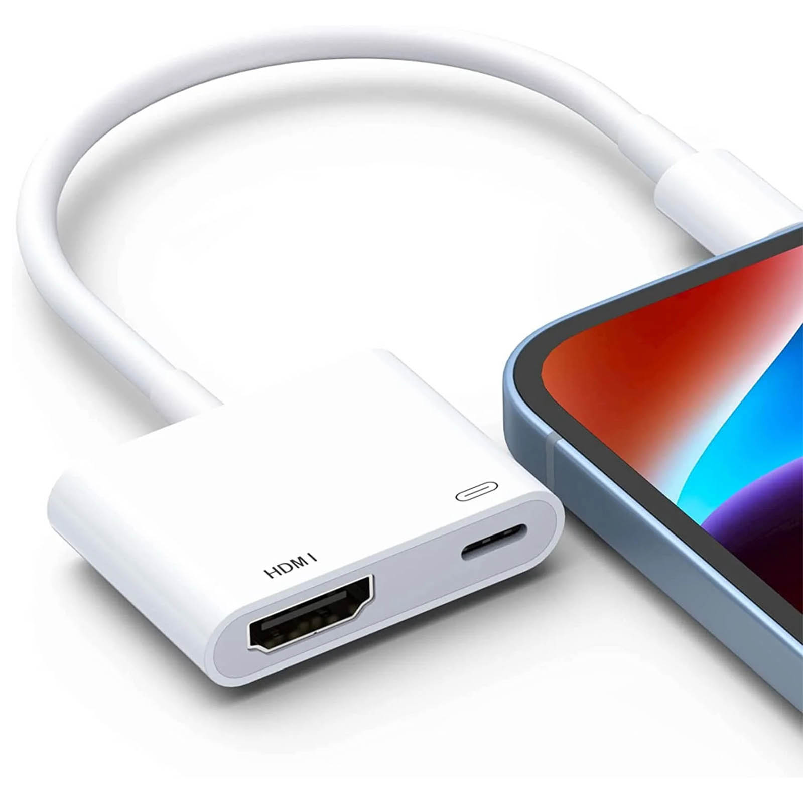 Adaptateur Vidéo iPhone vers HDMI + Lightning, Max excell - Blanc