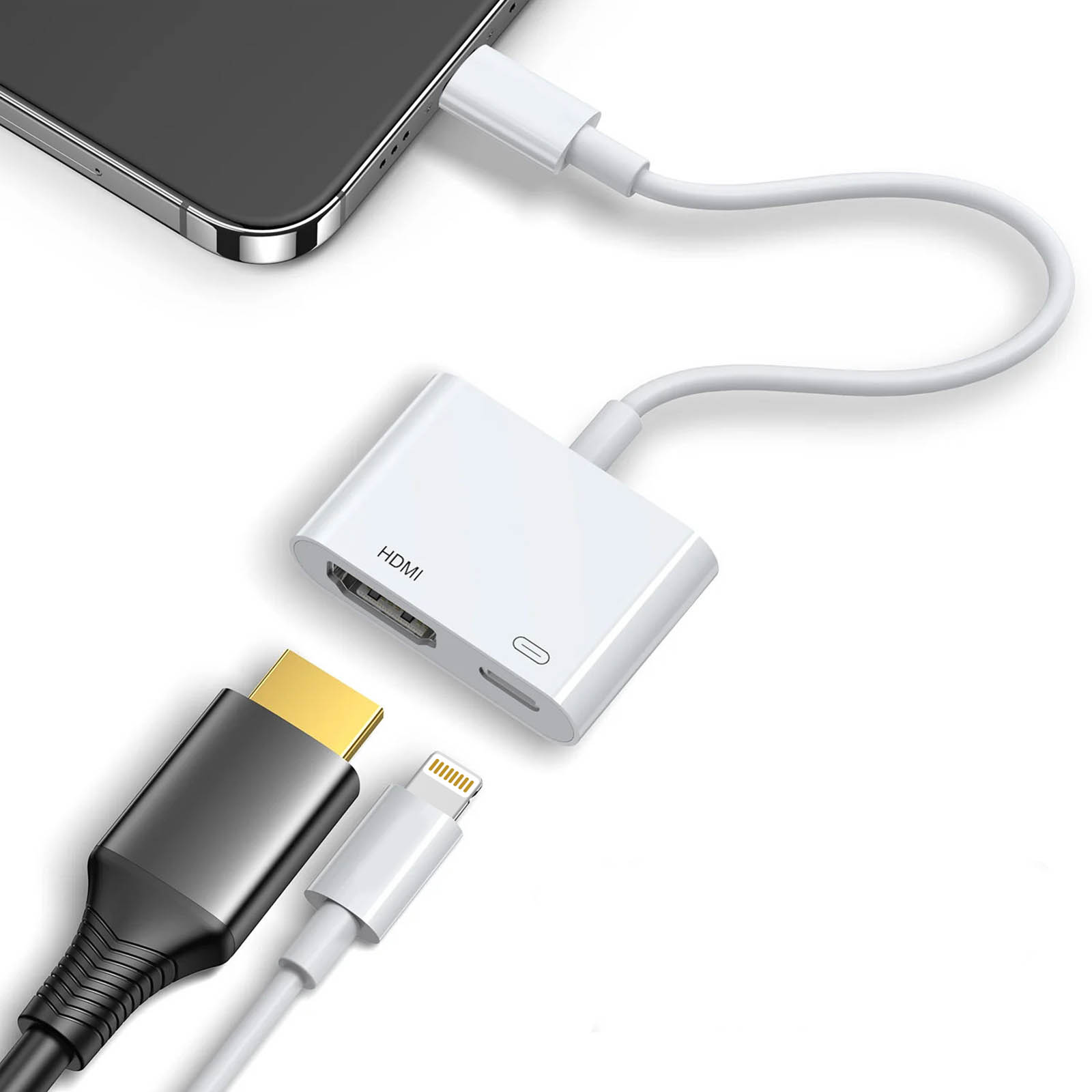 Adaptateur HDMI iPhone, adaptateur USB Lightning vers HDMI, adaptateur AV  numérique HDMI 5 en 1 1080P + adaptateur caméra USB + adaptateur lecteur de carte  SD/TF (Blanc)?BISBISOUS