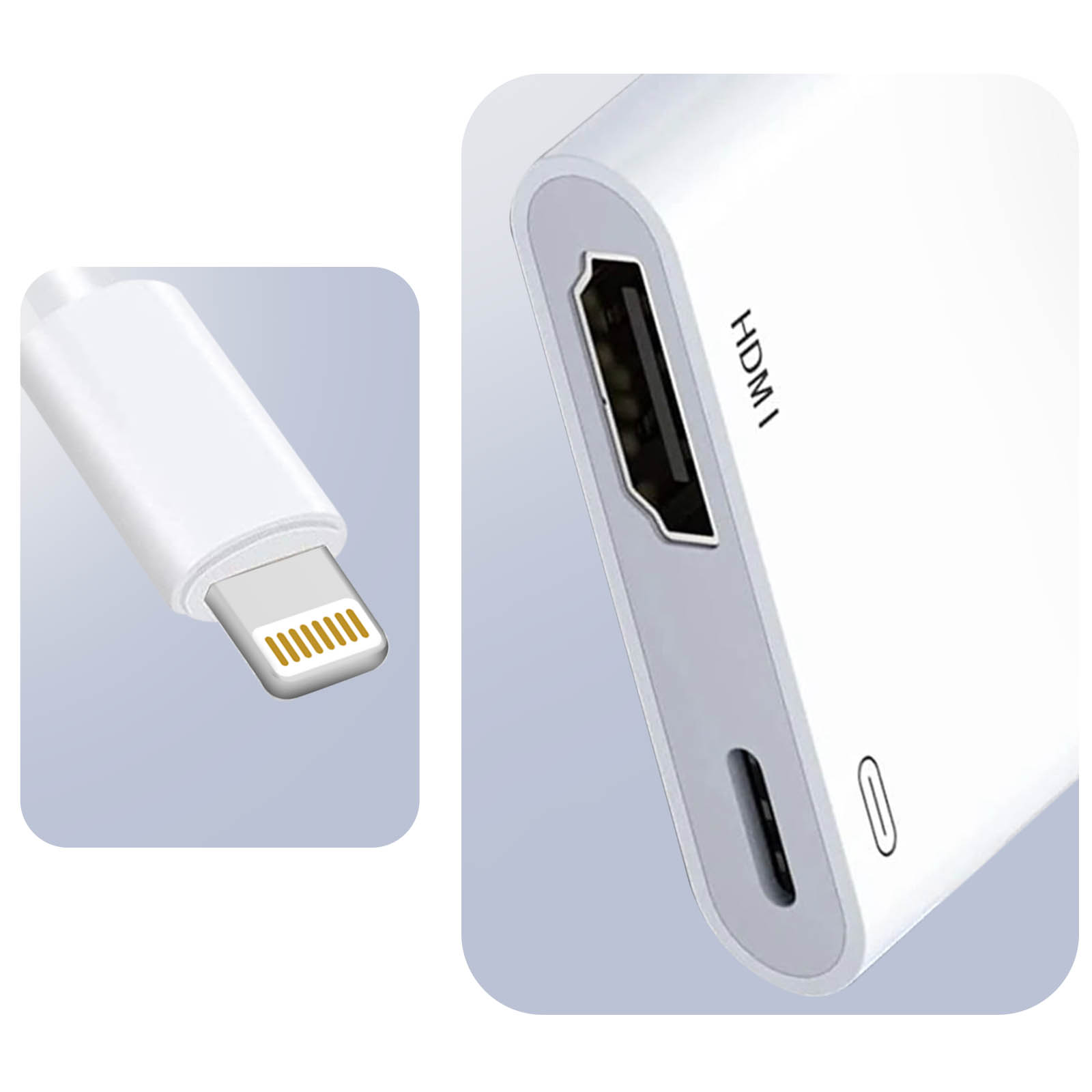 Adaptador Vídeo Lightning a HDMI + USB-C, Max excell - Blanco - Spain