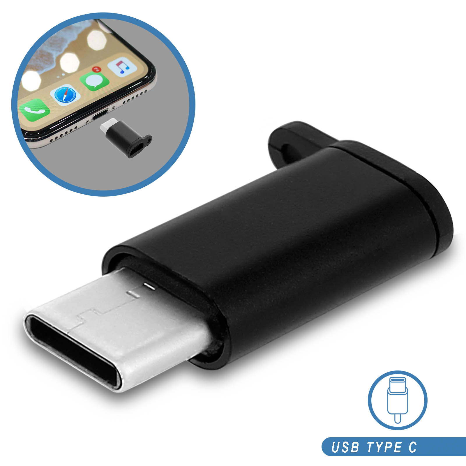 Adaptateur Charge et Synchronisation, USB Type C vers Micro USB