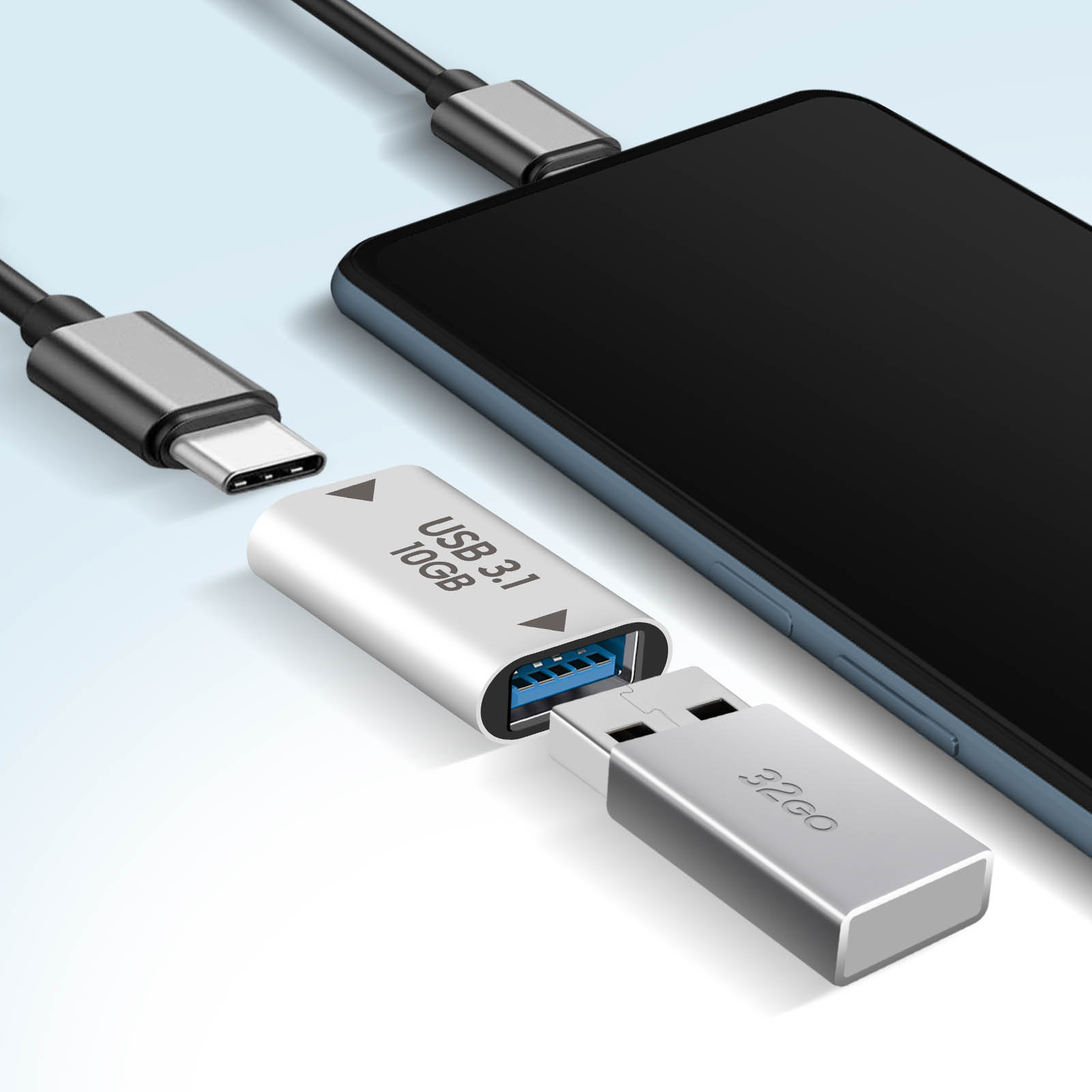 Câble d'extension Sounix USB-C 3.2 - Câble USB Type C (10Gbps) - Certifié -  Adaptateur