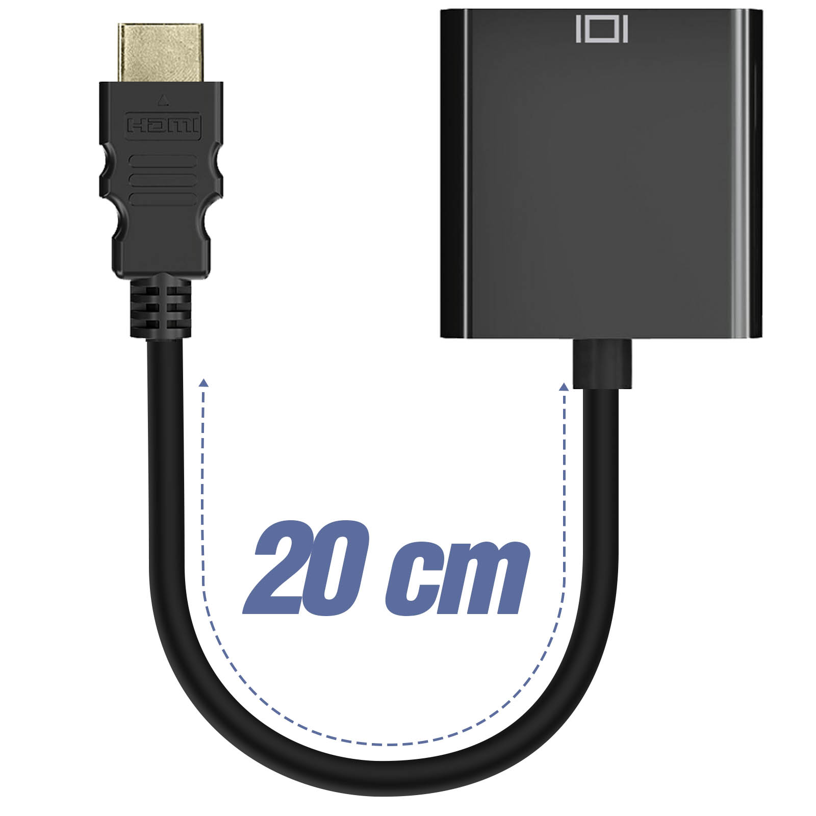 Adaptateur HDMI mâle vers VGA Femelle, Haute Définition, 20cm - Noir -  Français