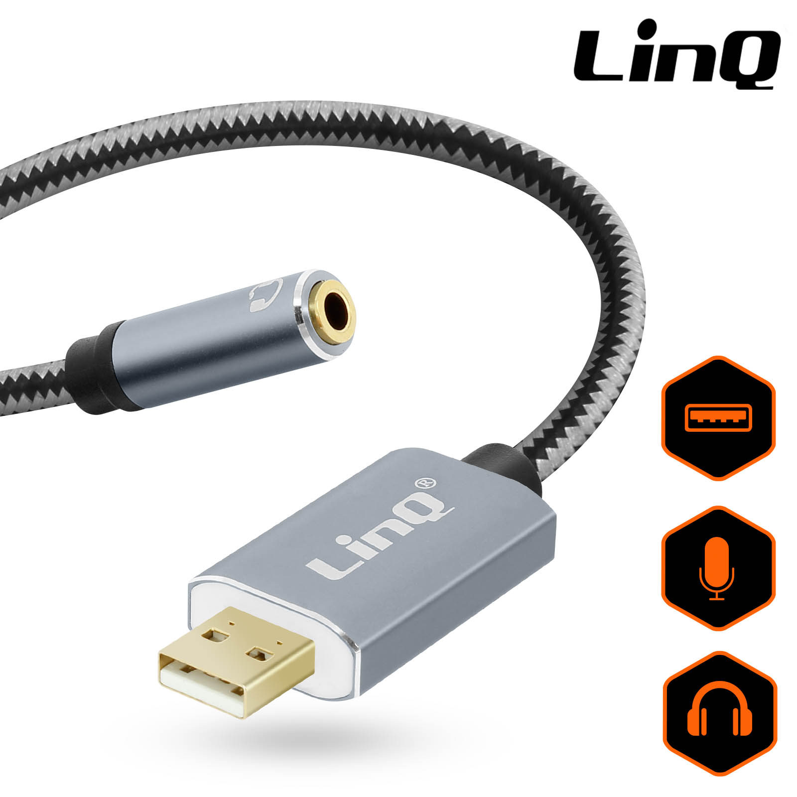Câble / Adaptateur Audio USB vers Jack 3.5mm Femelle Nylon Tressé