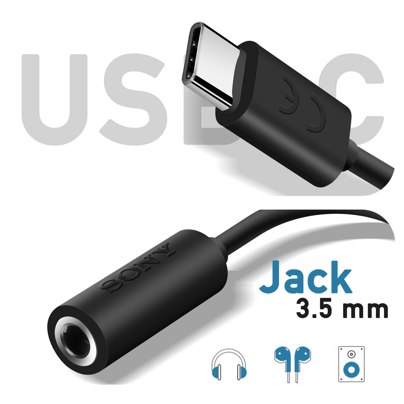 Adaptador USB-C a Jack 3.5mm Audio Negro
