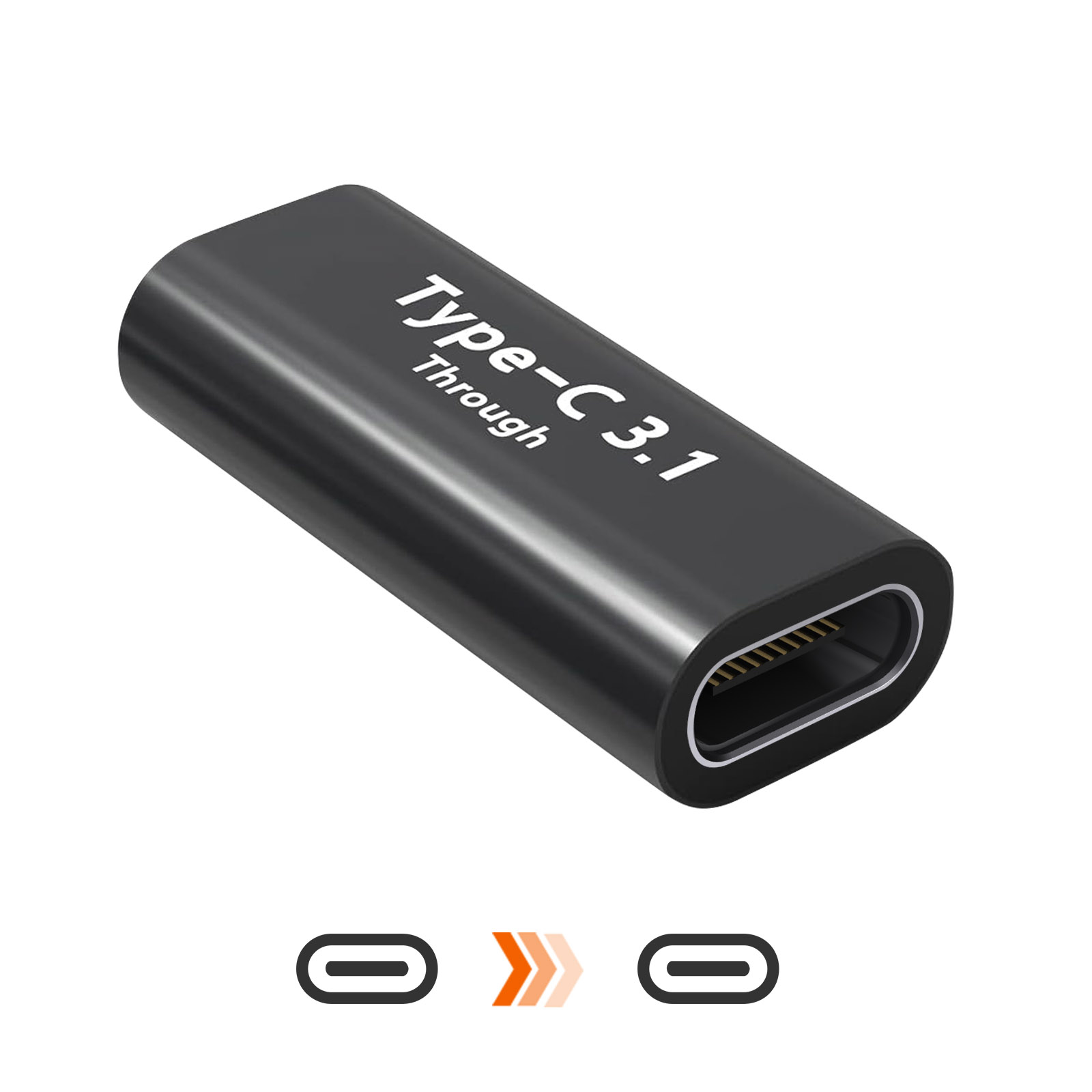 USB-C Buchse auf USB-C Buchse Verlängerungsadapter – Schwarz - German