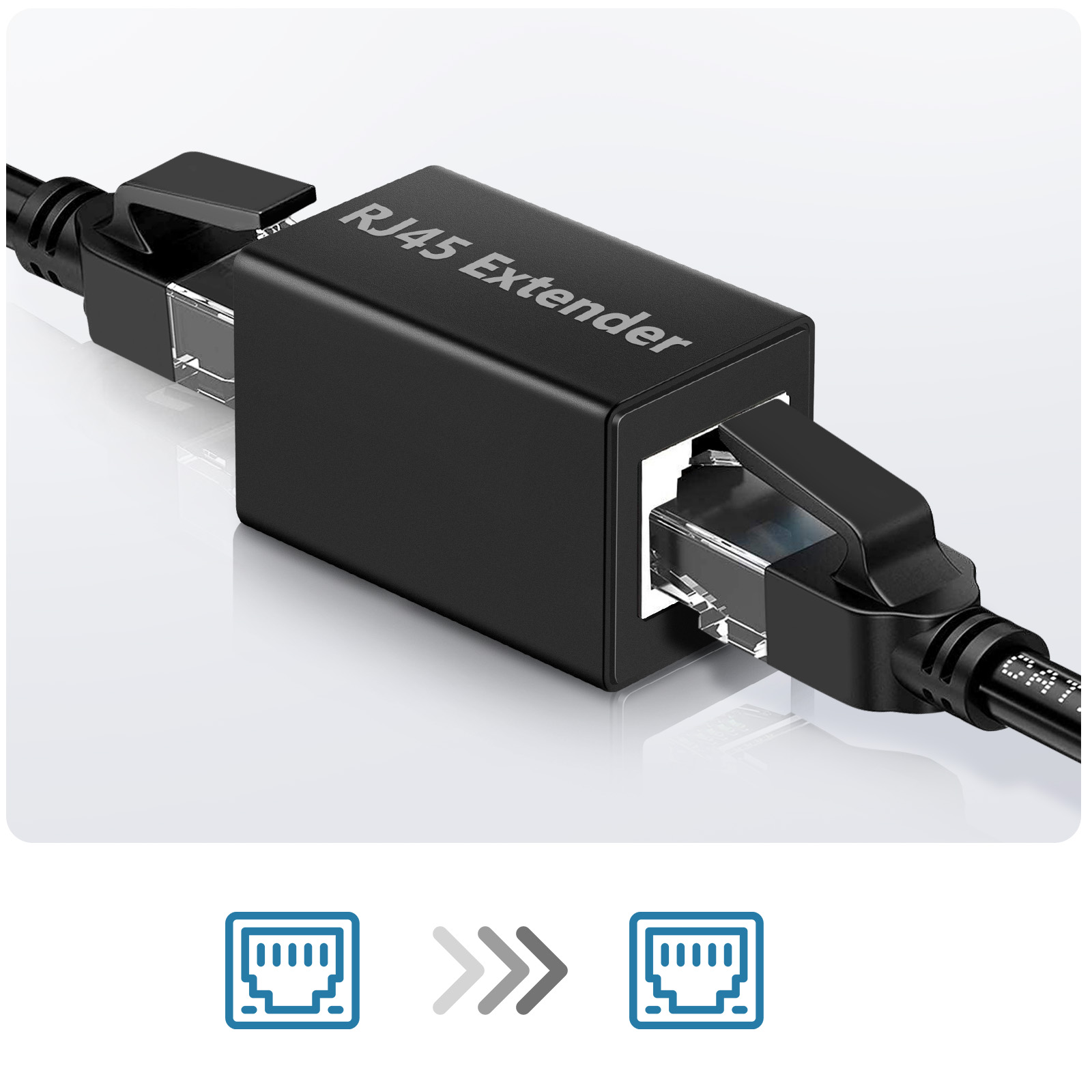 Adaptateur Rallonge Ethernet Femelle vers Ethernet Femelle, Compact - Noir  - Français