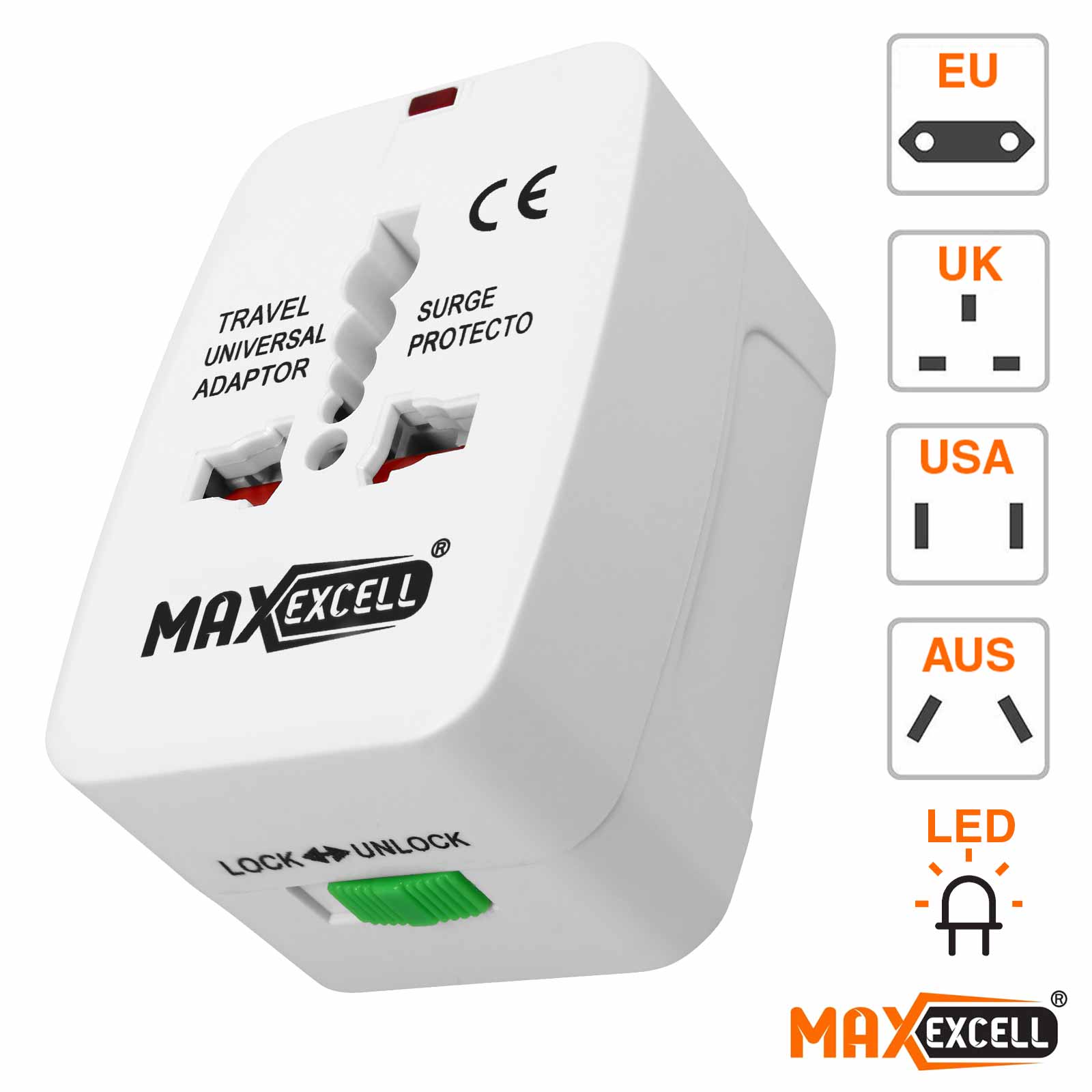 Moxie Adaptateur Prise Universel EU / USA / UK / AUS + 3 USB + 1