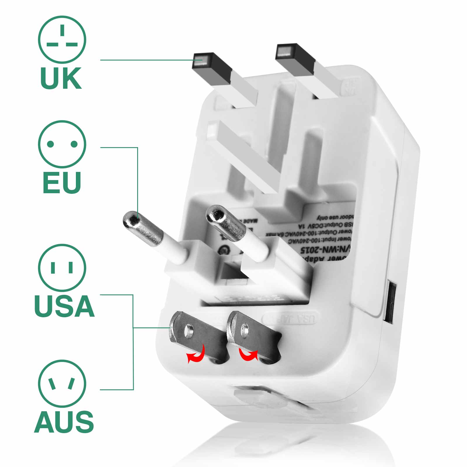 Adaptateur Voyage Universel, Adaptateur Prise Universelle Multi-fonction,  Internationale 200 Pays (france, Usa, Uk Et Australie), All-in-one Travel  Ad