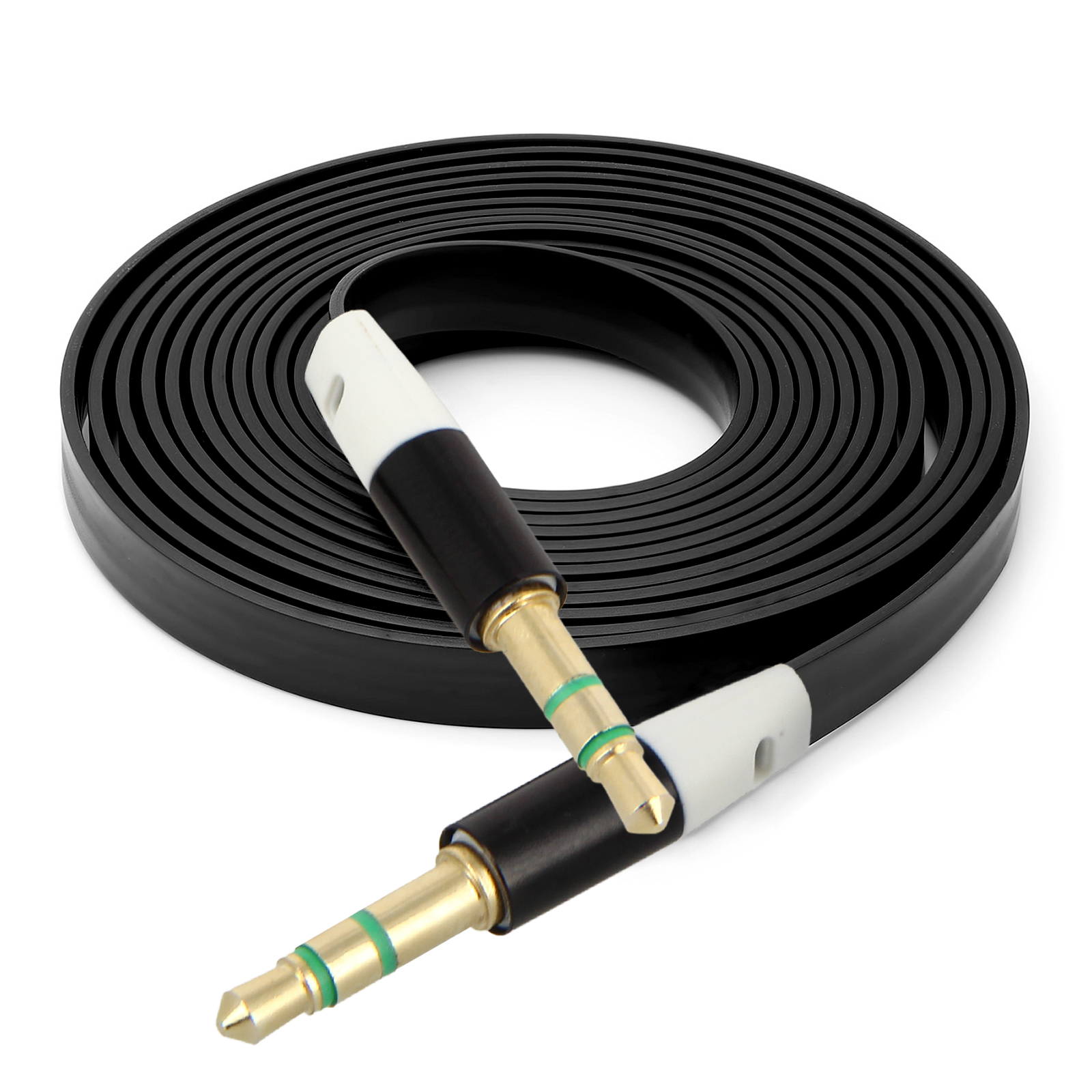 Cable audio auxiliaire plat renforcé jack 3.5 Mâle / 3.5 Mâle 1m - Noir -  Français