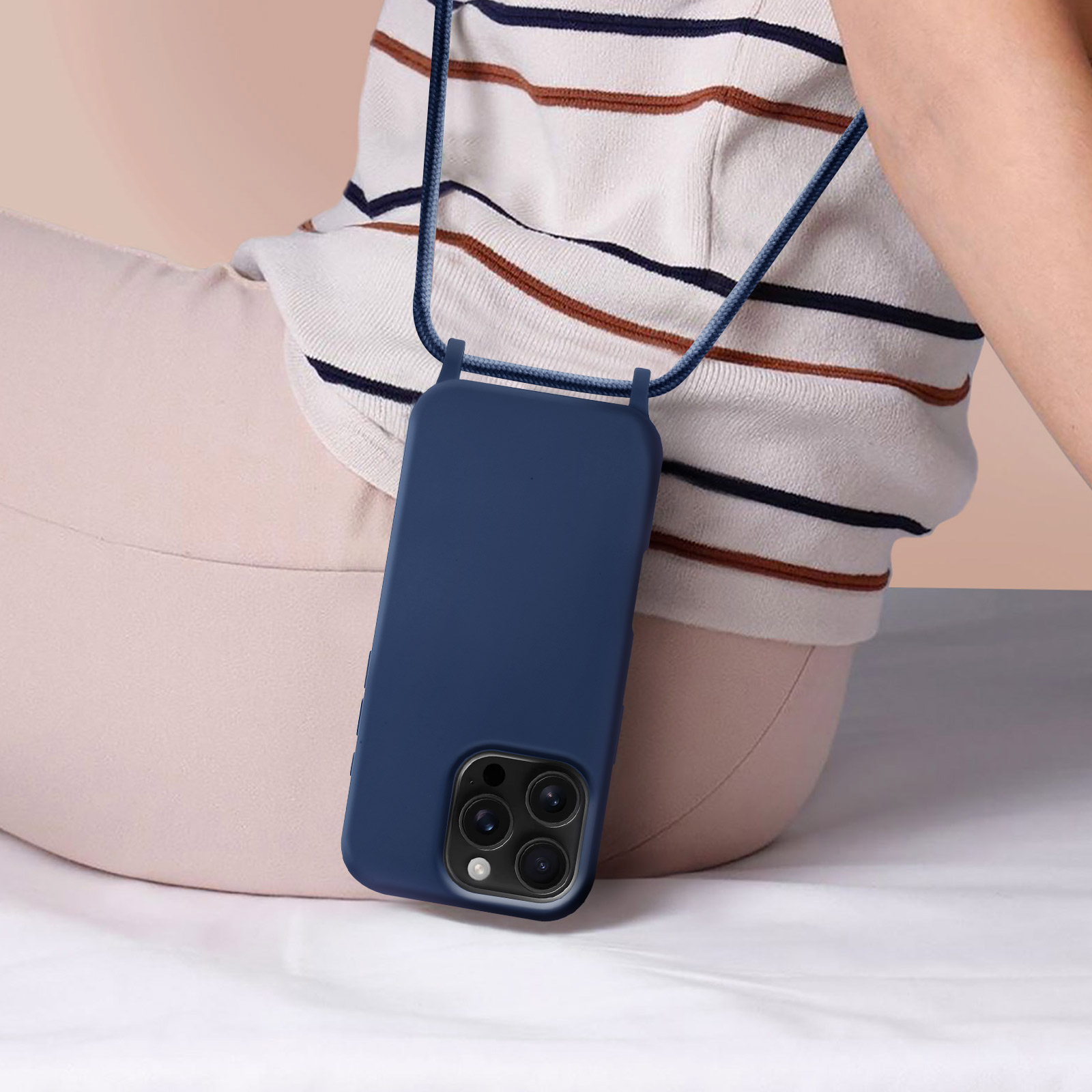 Wishcover Cover Copatible per iPhone 14,Custodia con Cordino TPU Corda