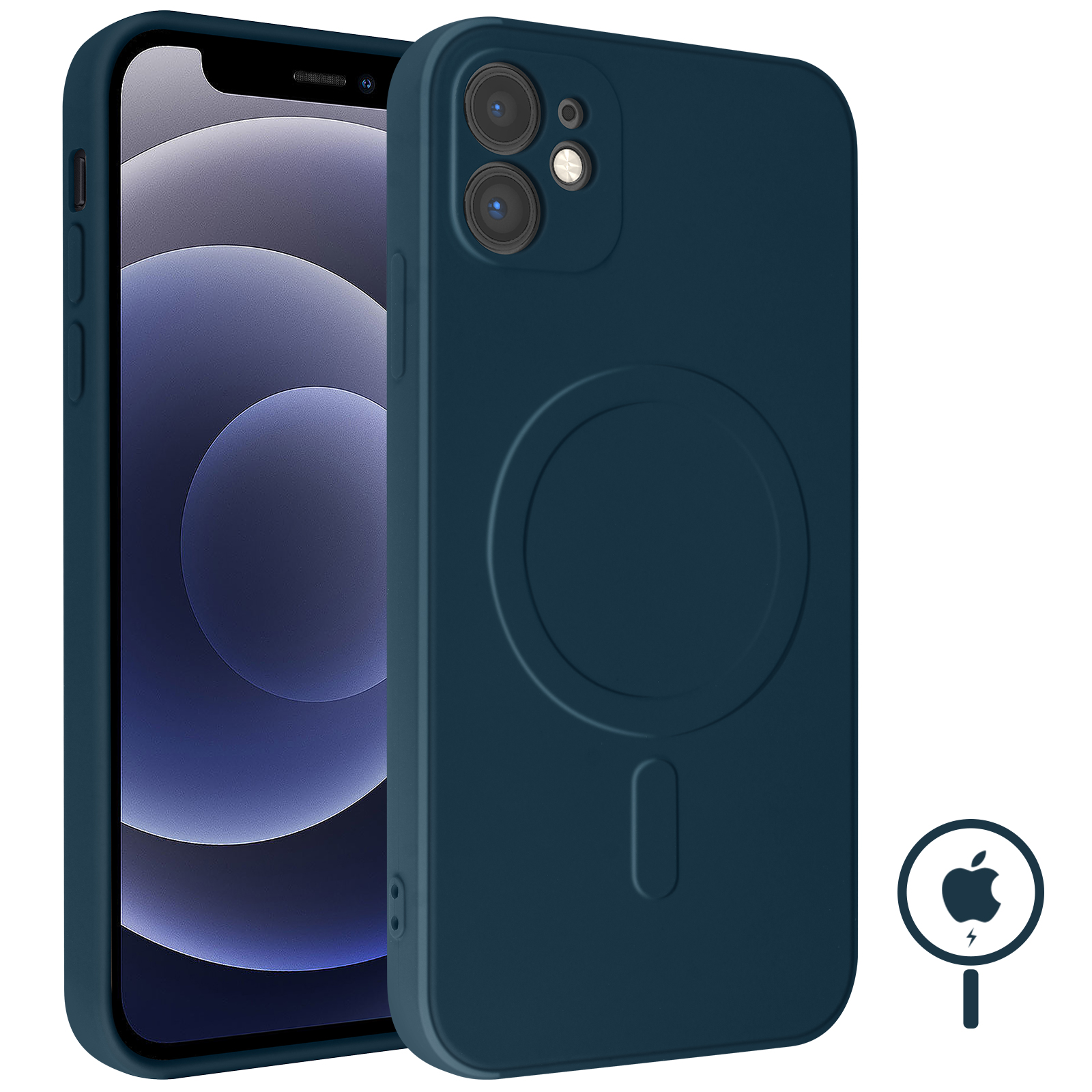 Cover MagSafe in silicone per iPhone 12 Mini Interno flessibile Soft Touch Mag Cover blu scuro