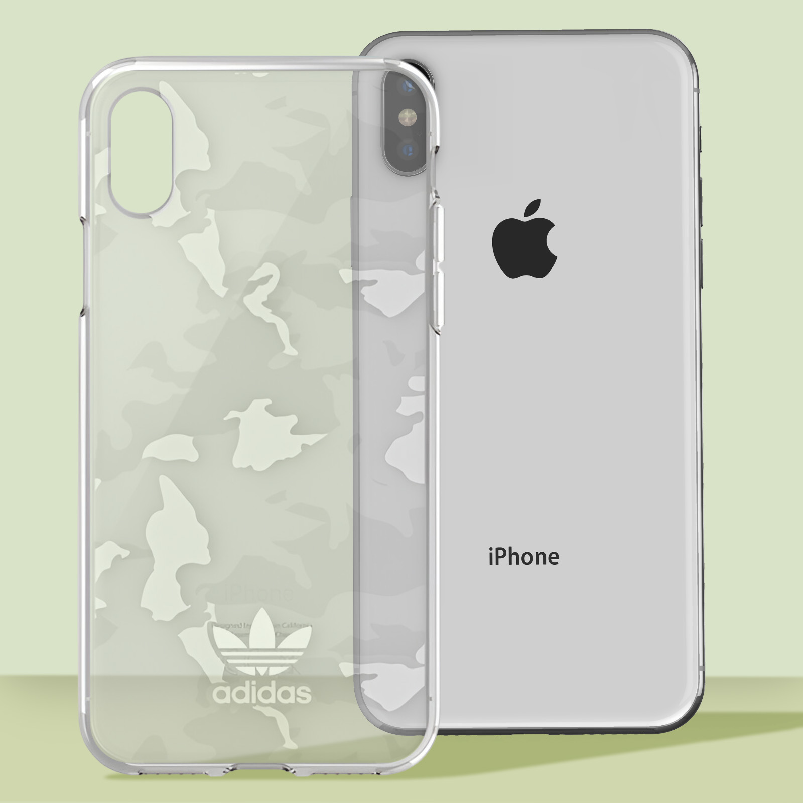 Cover Adidas Camo Trefoil bianca per iPhone X e XS Italiano