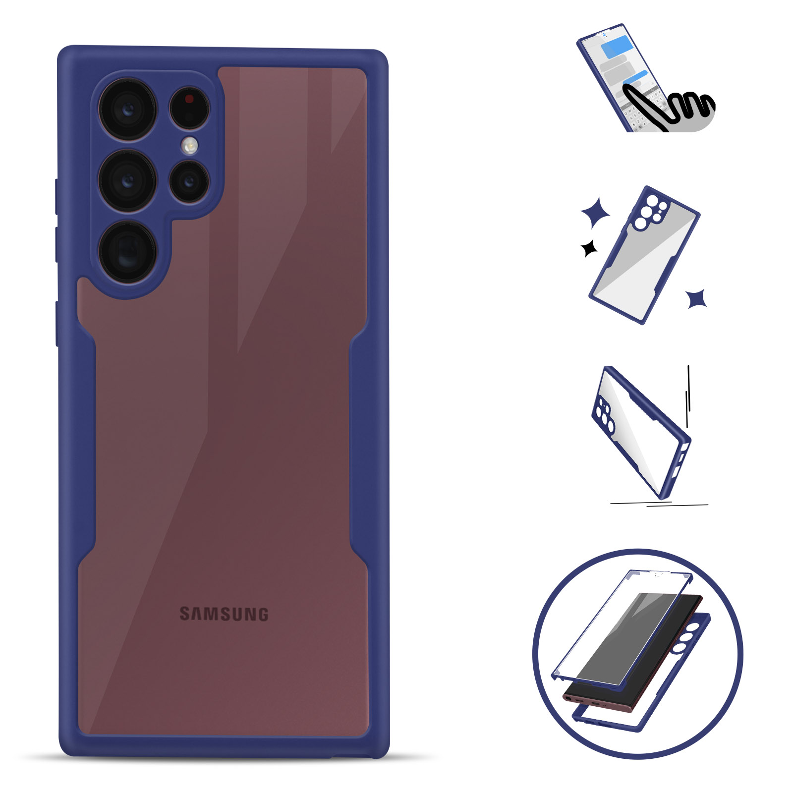 Avizar Coque pour Samsung Galaxy S22 Ultra Dos Plexiglas Avant