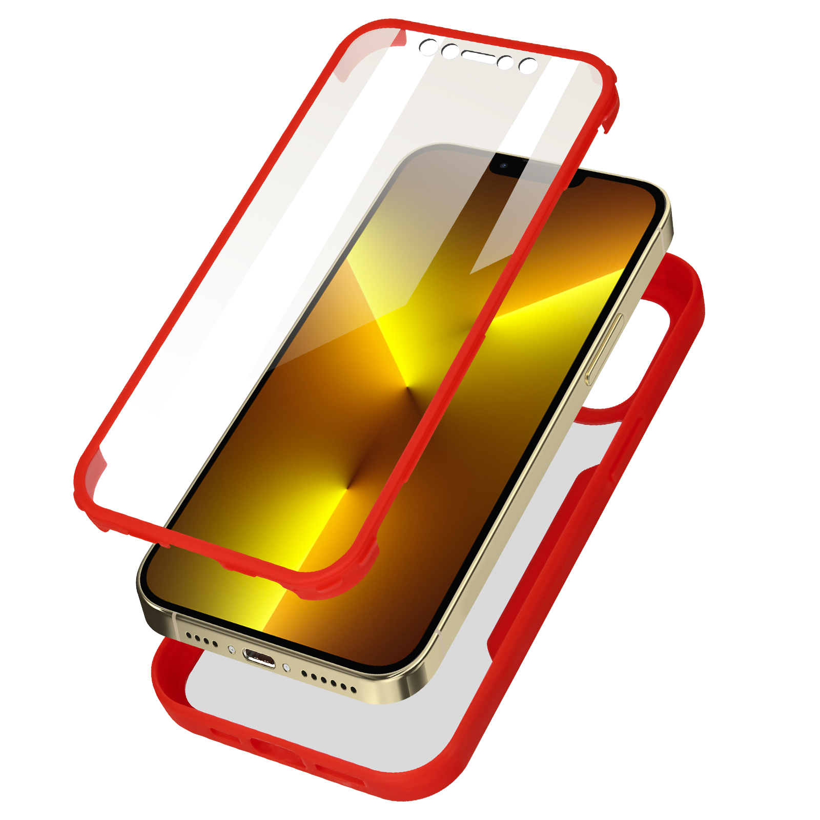Funda Carcasa Integral Apple iPhone 13 Pro Max Antigolpes, Parte Trasera  Rígida Transparente Contorno Silicona - Rojo - Spain