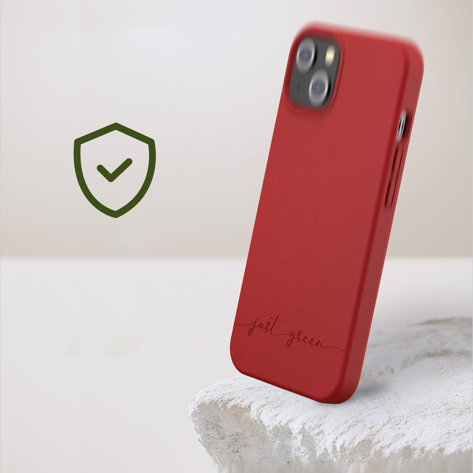 Coque iPhone 13, 100% Recyclable par Just Green, Compatible avec Charge  Sans Fil - Rouge - Français