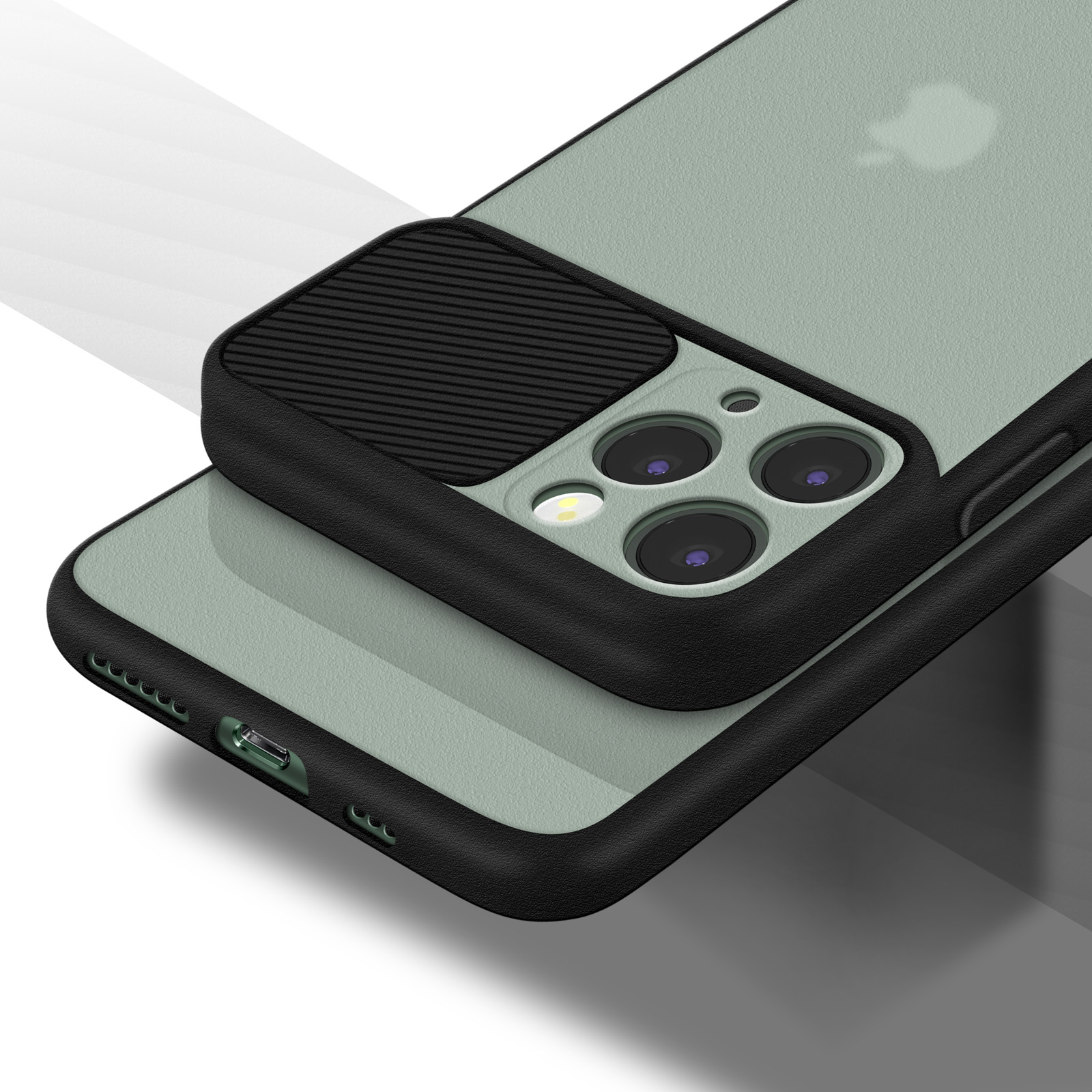 Convient pour Apple iPhone 11 Pro Coque Protection bi-matière Cache caméra  - Zwart