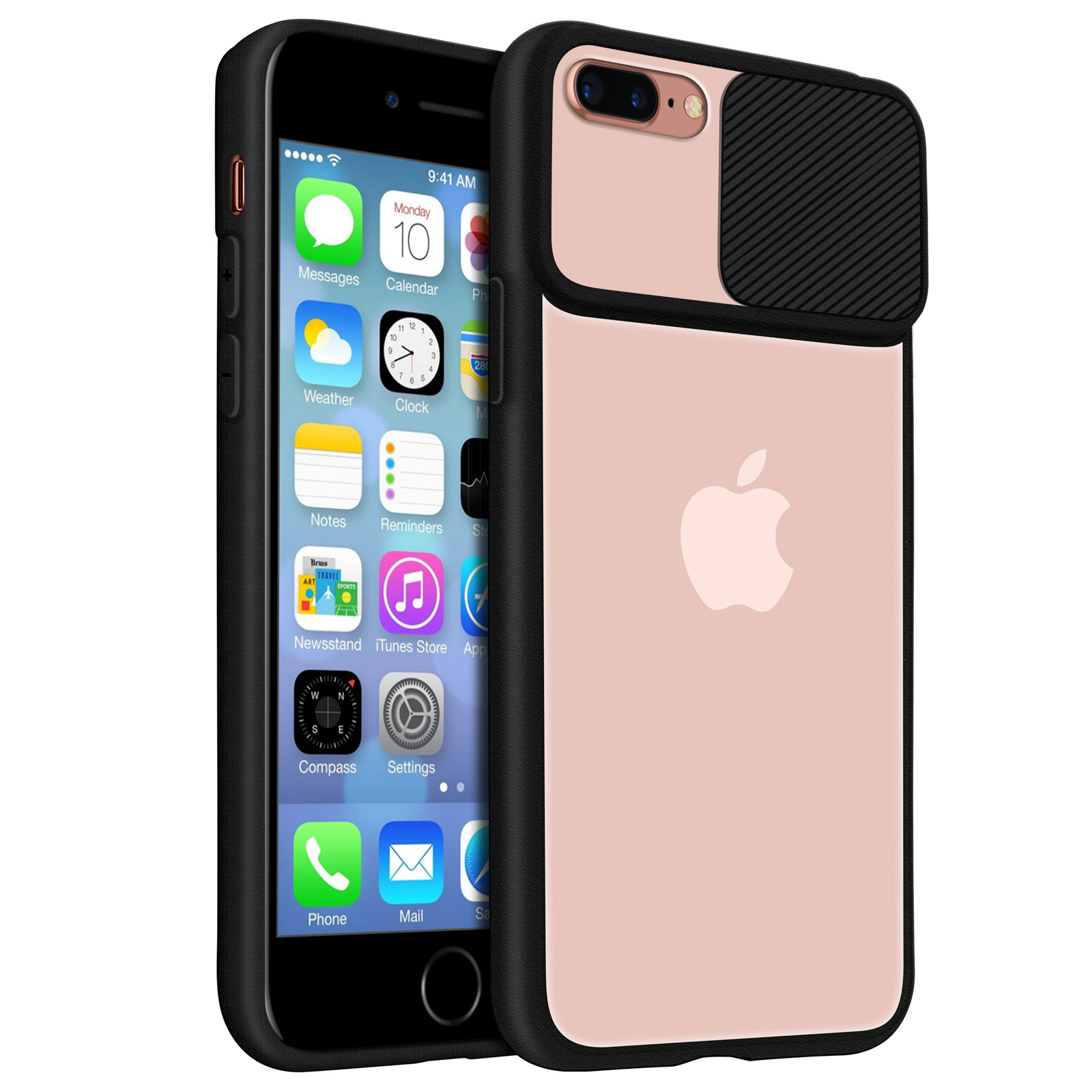 Funda de silicón para Apple iPhone 8 plus y 7 Plus, Negro