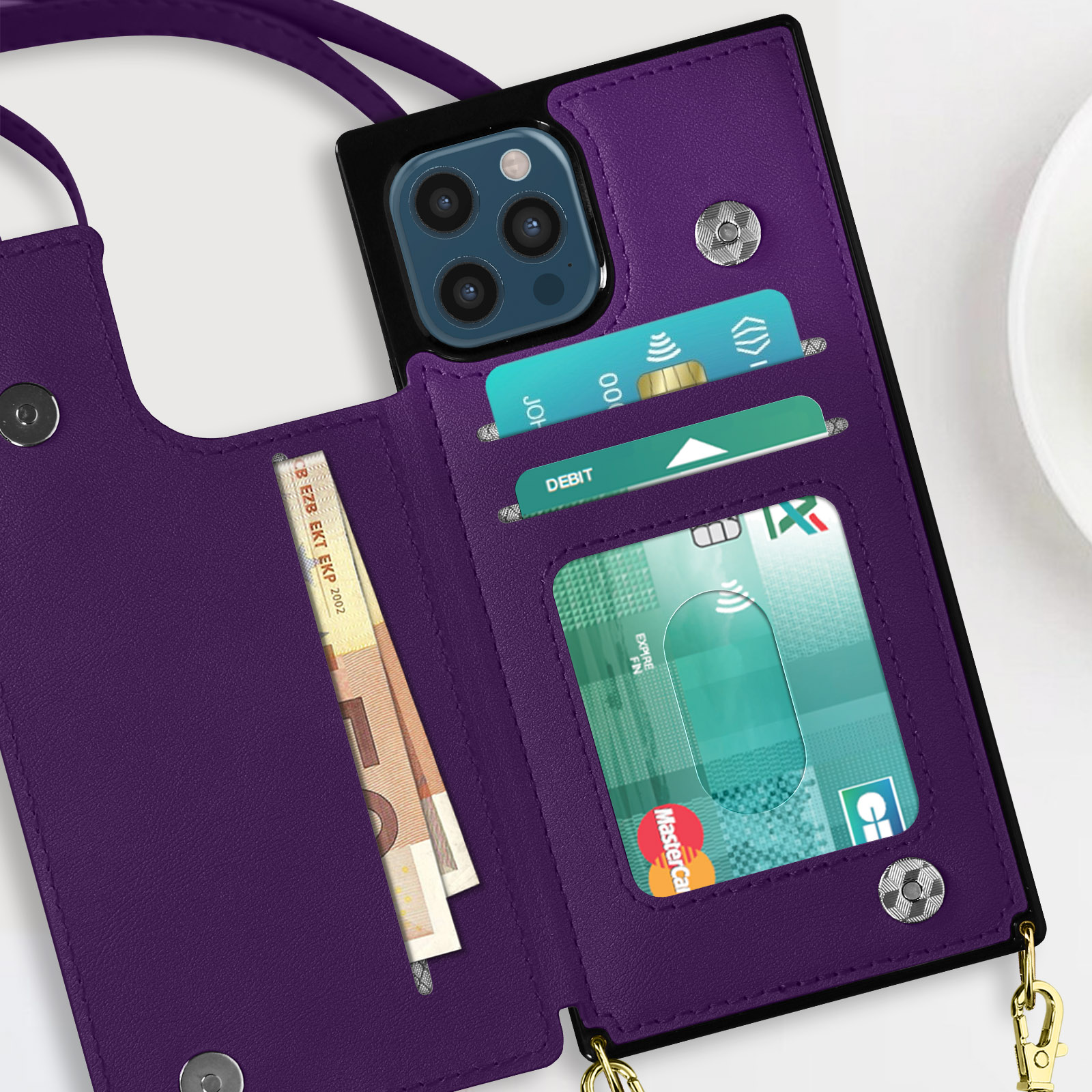 Coque iPhone 12 Pro Max Porte-Cartes Business à cordon