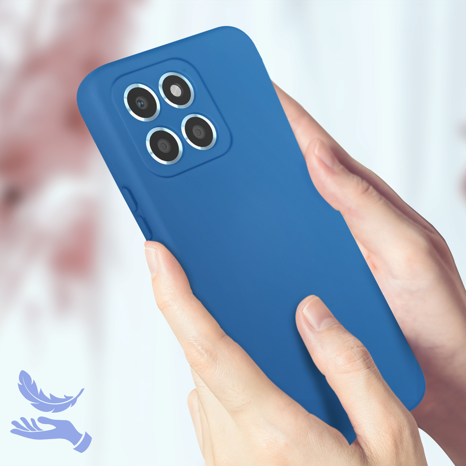 Funda Gel Tacto Silicona Azul Turquesa Cámara 3D Honor X8 5G / Honor 70 Lite