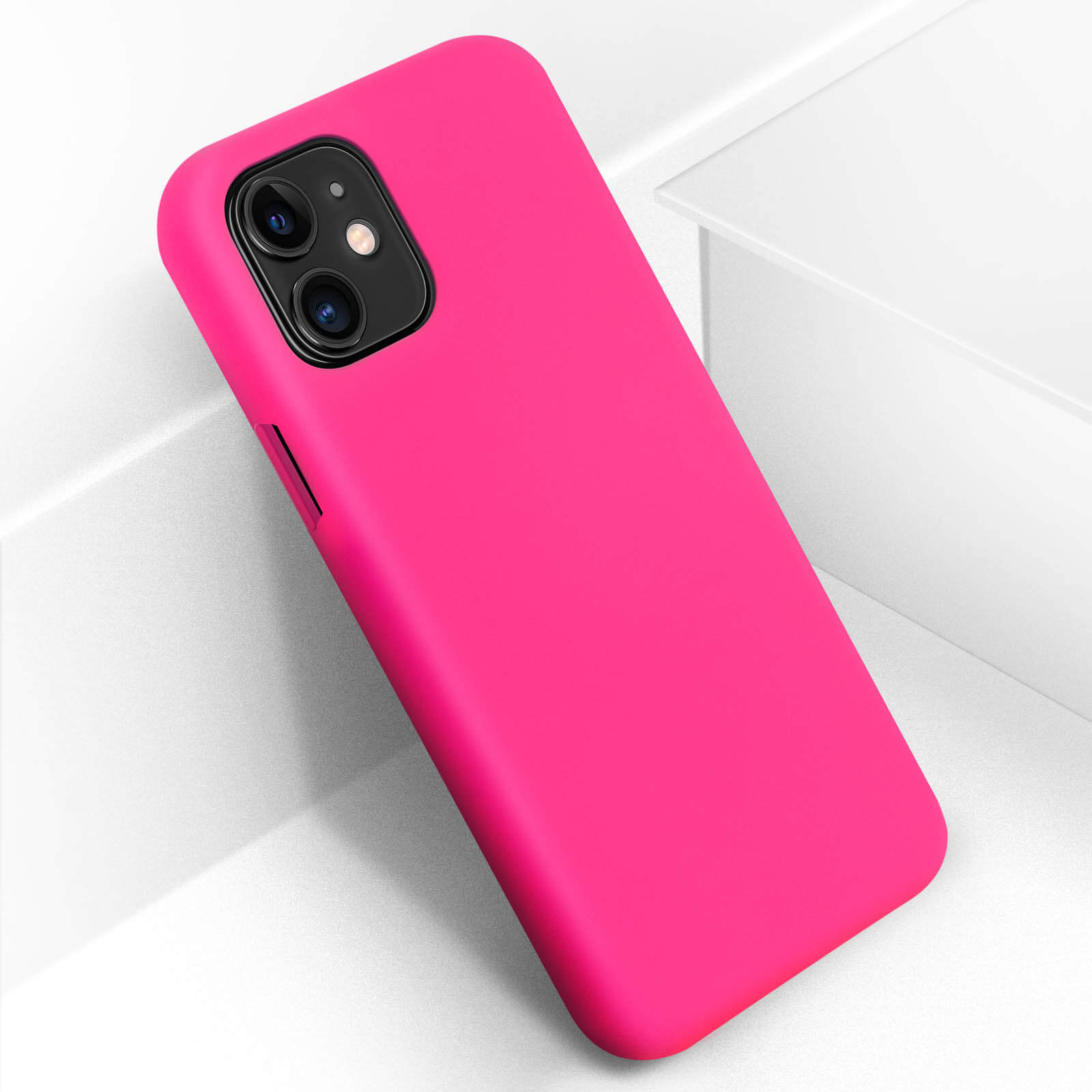 Coque de protection iphone 5/5S/SE silicone rose fluo, neuve - Petit Studio