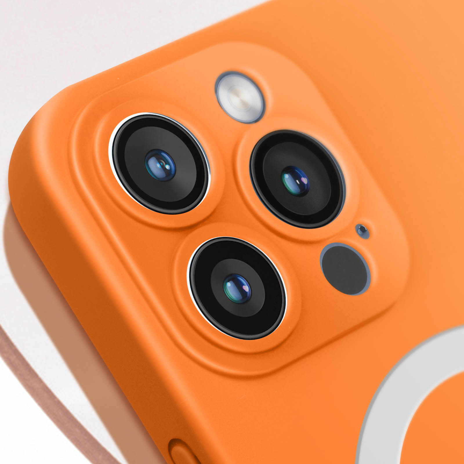 Para iPhone 15 Plus MagSafe Funda para teléfono transparente con soporte  invisible magnético (naranja)