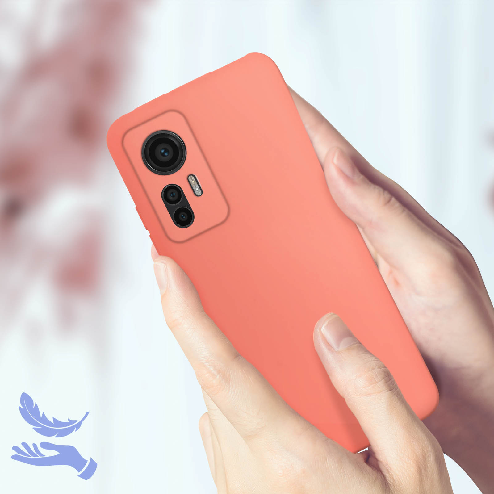 Avizar Funda de Silicona Semirrígida con Acabado Soft-Touch Fina Roja para Xiaomi  12 Lite, PcCompon