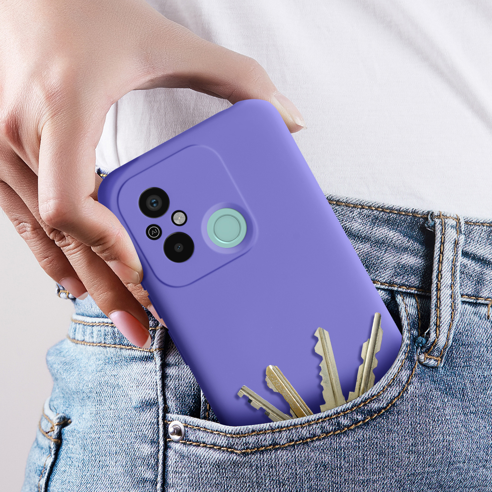 Funda de silicona suave lila para Xiaomi Redmi 12C