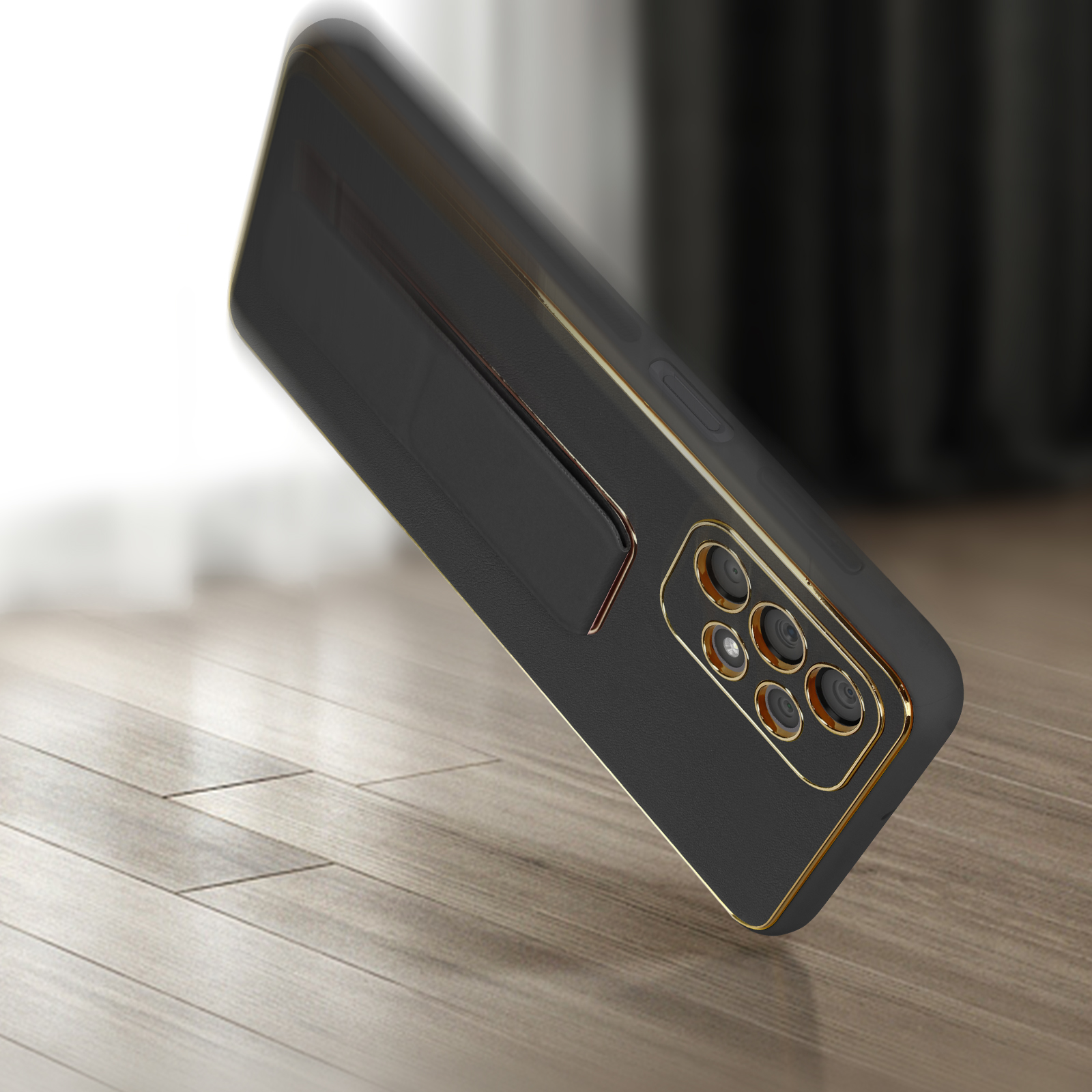 Carcasa de silicona negro brillante para iPhone 14 Pro Max con soporte  magnético plegable + cámara protegida - Spain