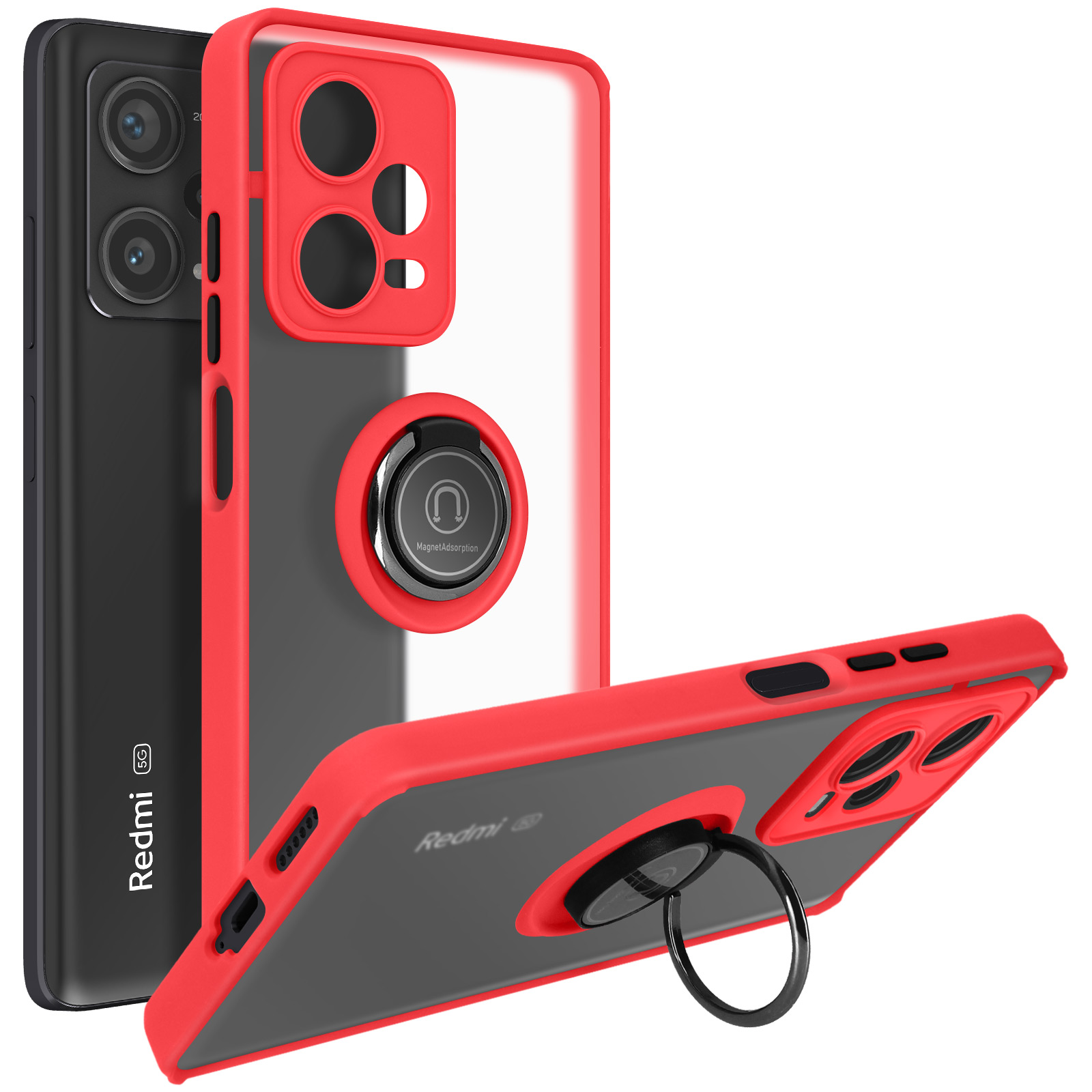 Funda Carcasa Xiaomi Redmi Note 12 Pro Plus Anillo - Trasero Antimanchas  Sistema Magnético - Rojo - Spain