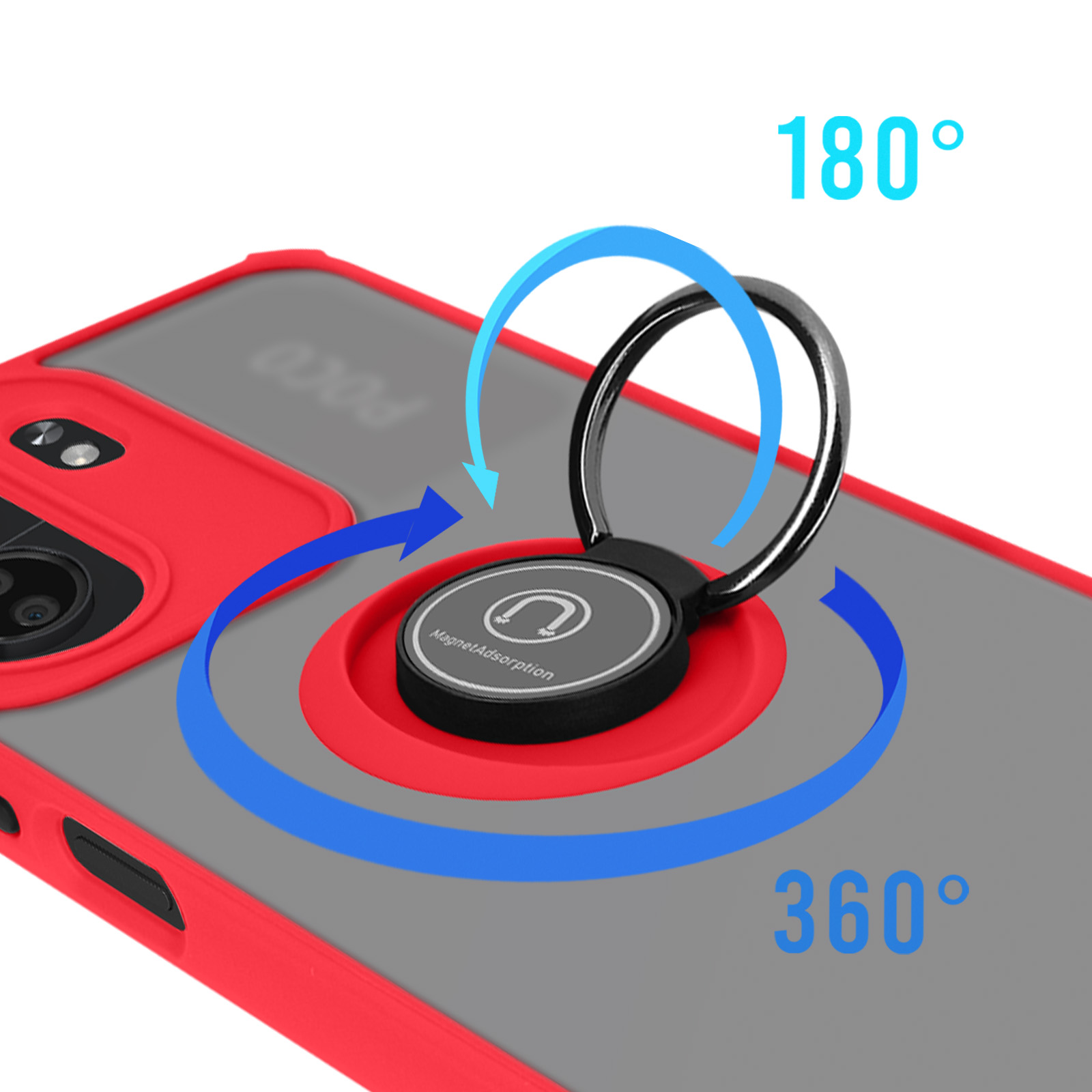 Funda Carcasa Xiaomi Redmi 9C Anillo - Trasero Antimanchas Sistema  Magnético - Rojo - Spain