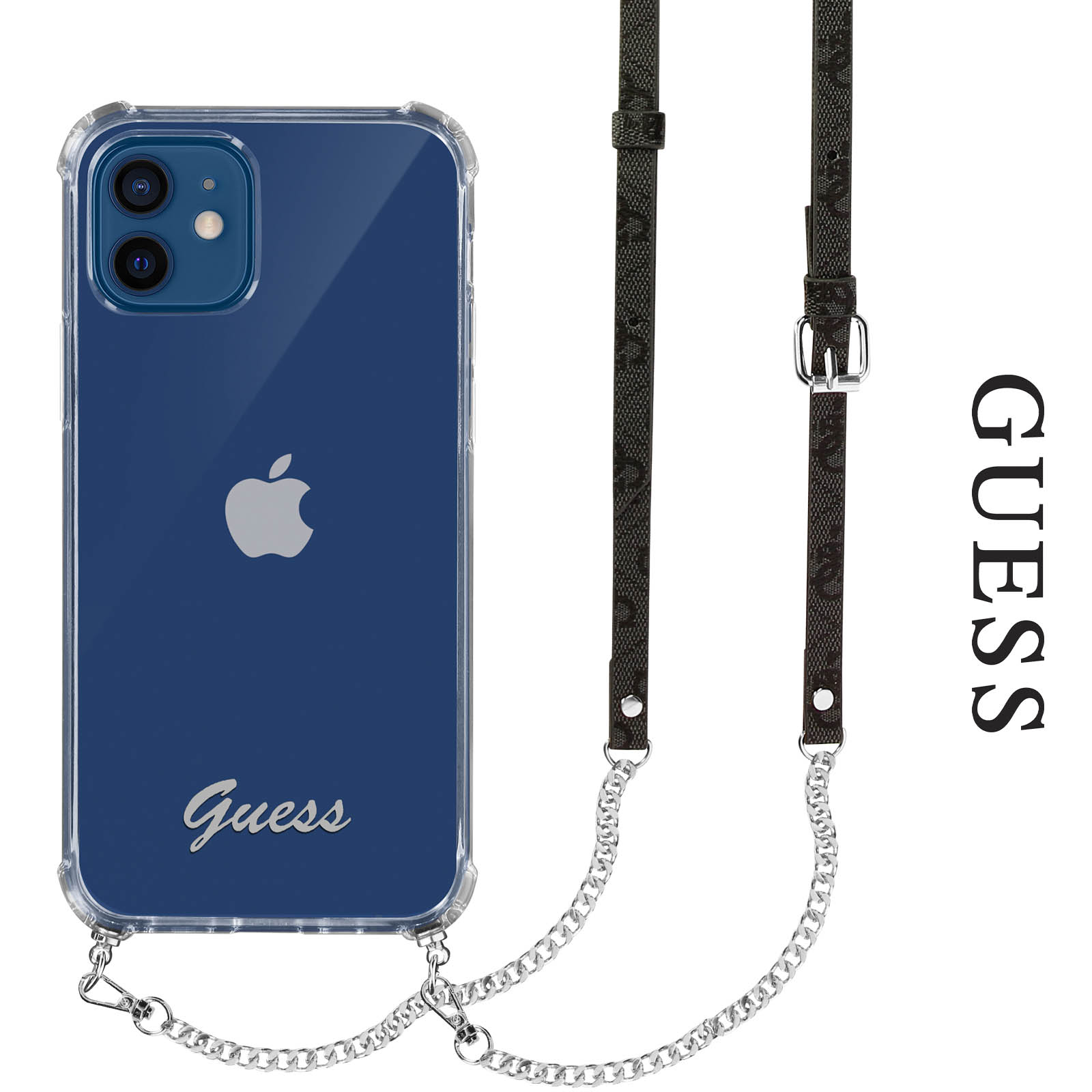 Funda Guess iPhone 12 y 12 Pro Transparente Antigolpes con Correa para  Bolso Diseño Gris Guess - Spain
