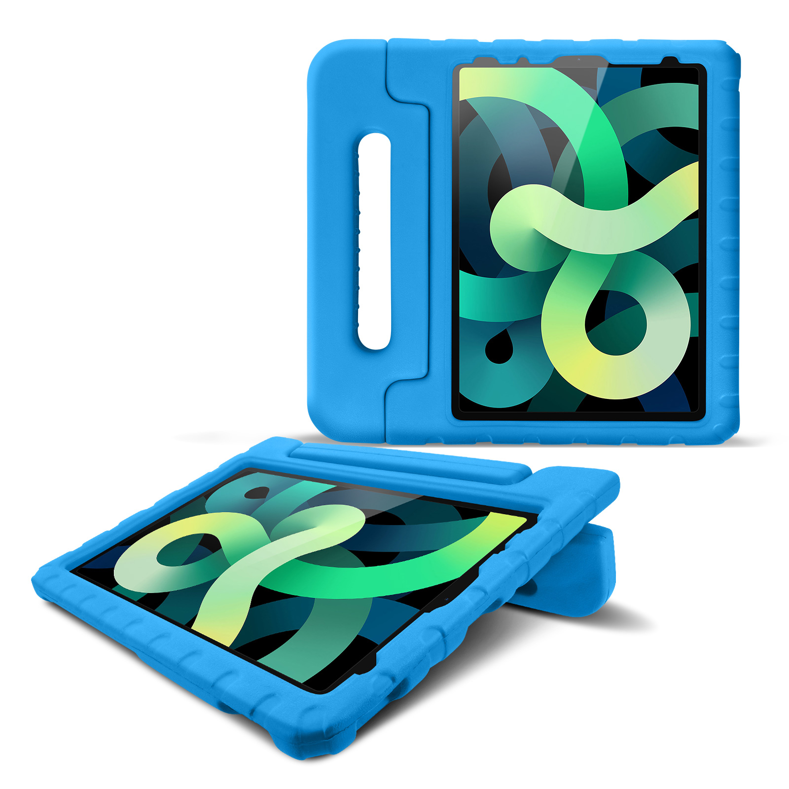 Coque iPad Air 4 2020 et Air 5 2022 Eco-Friendly, Antichoc avec  Poignée-Support, Spécial Enfant - Bleu - Français