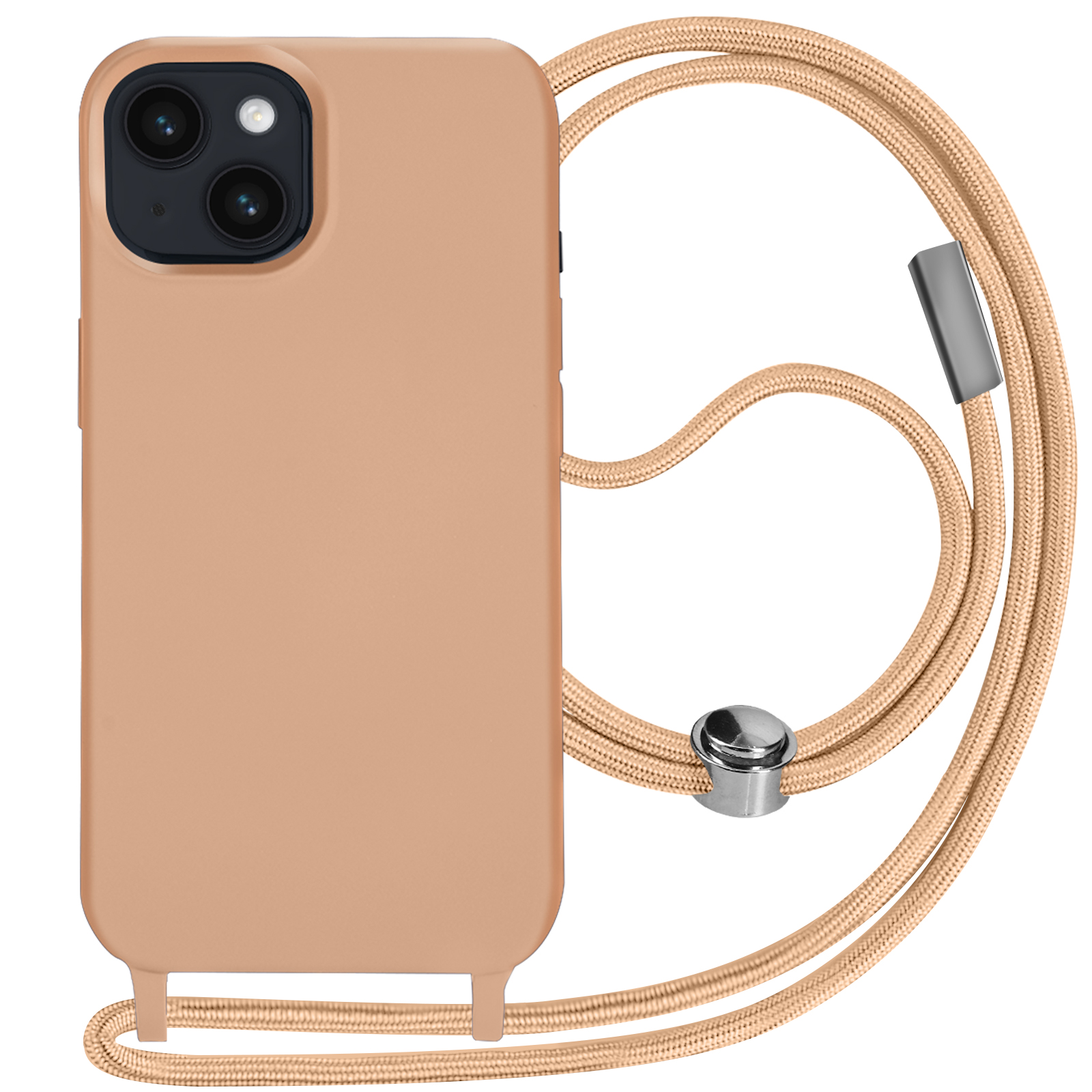 Coque Cordon iPhone 14 Plus Semi-rigide avec Intérieur Soft Touch, Collier  Tour du Cou - Rose - Français