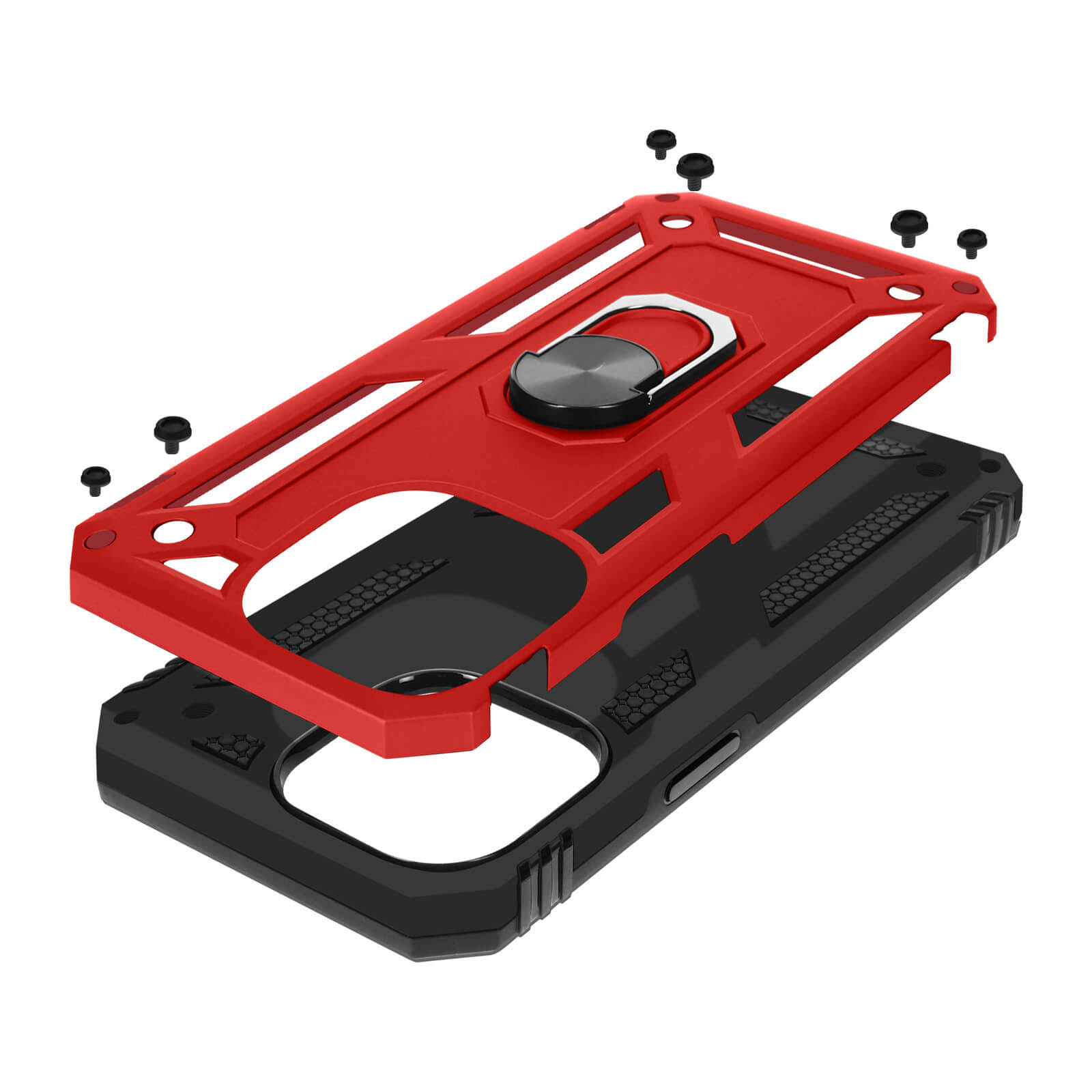 ArmoRing Handyhülle für Apple iPhone 15 Pro Max, Hybrid Schutzhülle mit  magnetischer Ring-Halterung – Rot - German
