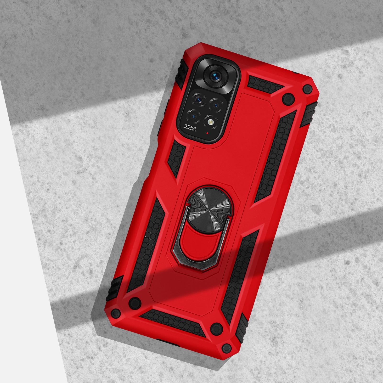 Coque Xiaomi Redmi Note 11 Note 11s Bi Matière Ultra Rigide Avec Bague De Support Rouge 2347