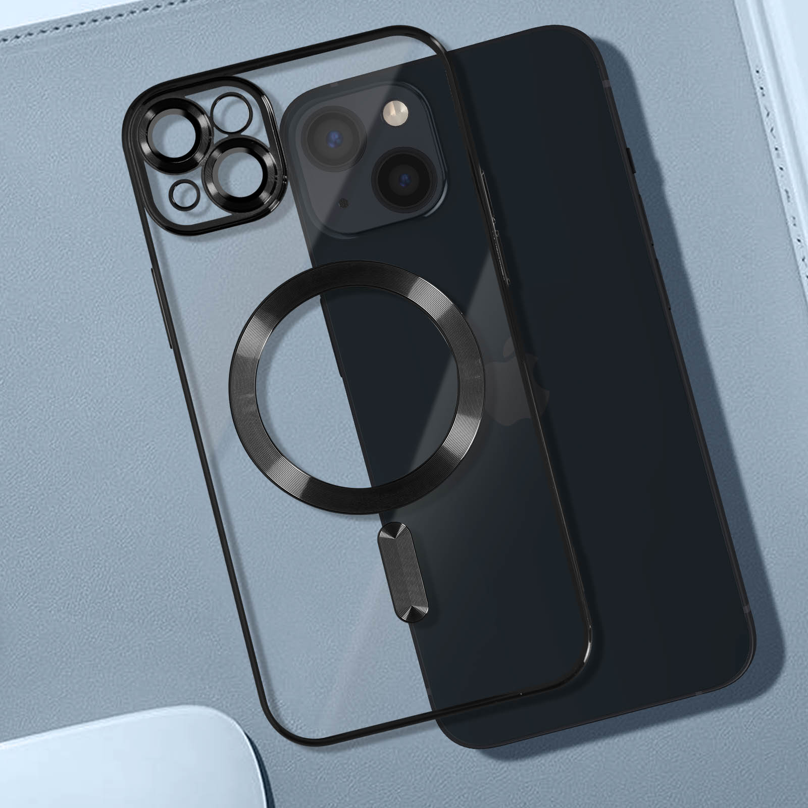 MagSafe Schutzhülle für Apple iPhone 11 Transparent mit schwarzem  Chromumrandung - German
